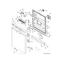 GE GDF520PGJ4CC escutcheon & door assembly diagram