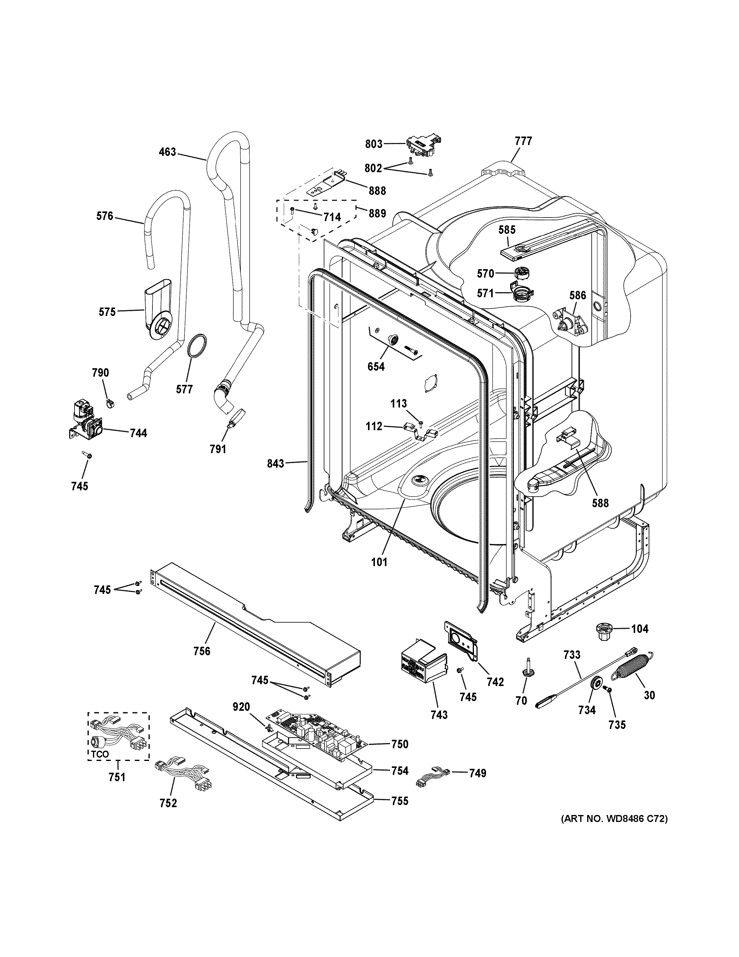 GE GDF520PGJ4CC body parts diagram