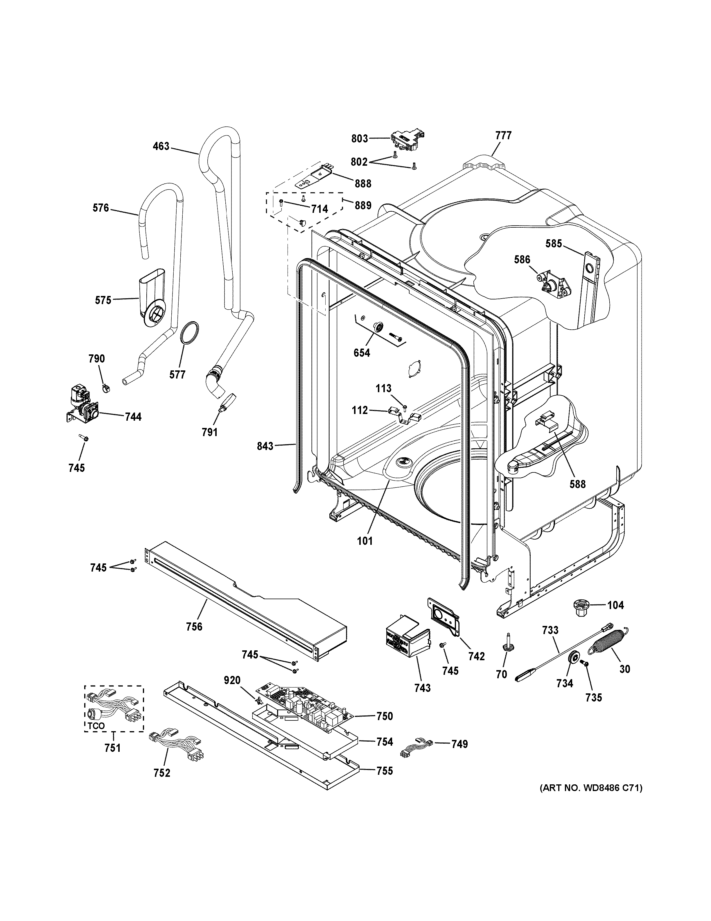 GE GDF510PGJ4BB body parts diagram