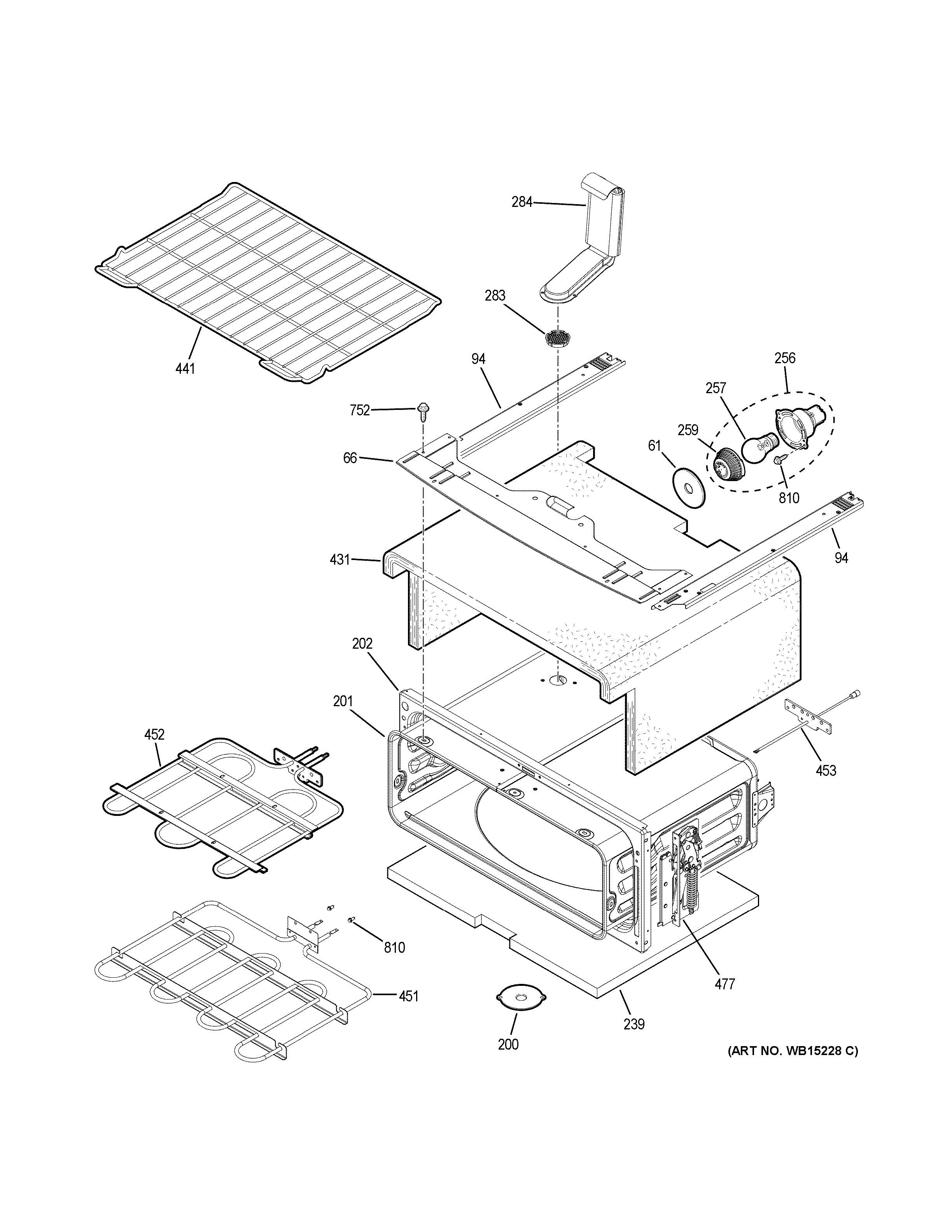GE JB860EJ5ES upper oven diagram