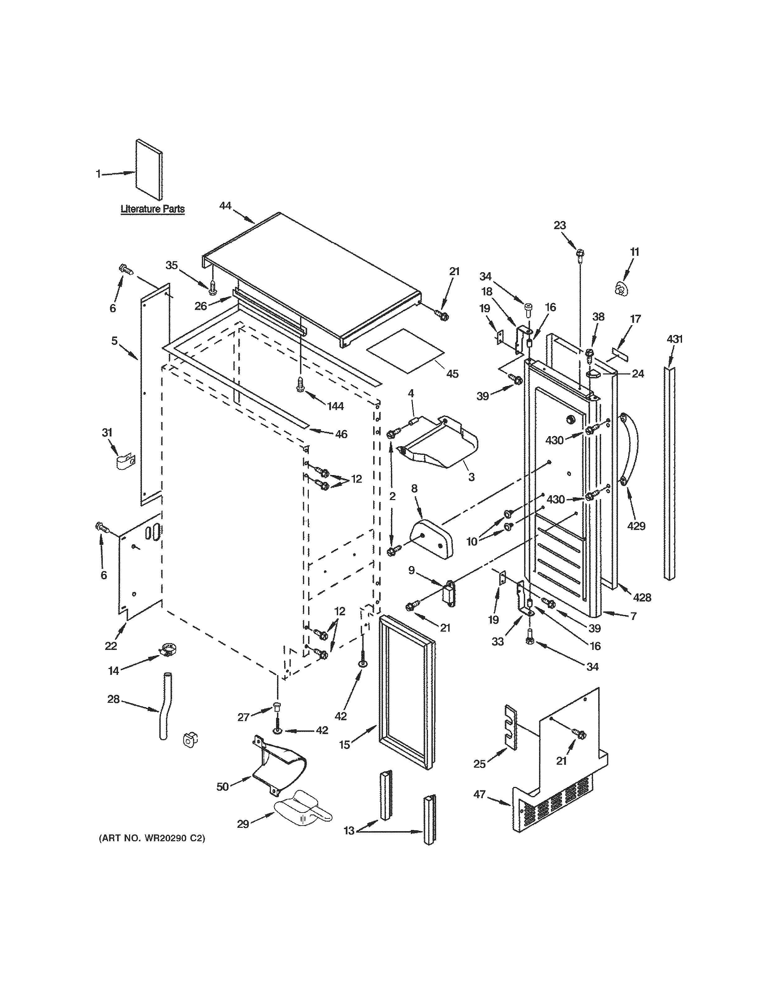 GE ZDIC150WBBD cabinet, liner & door parts diagram