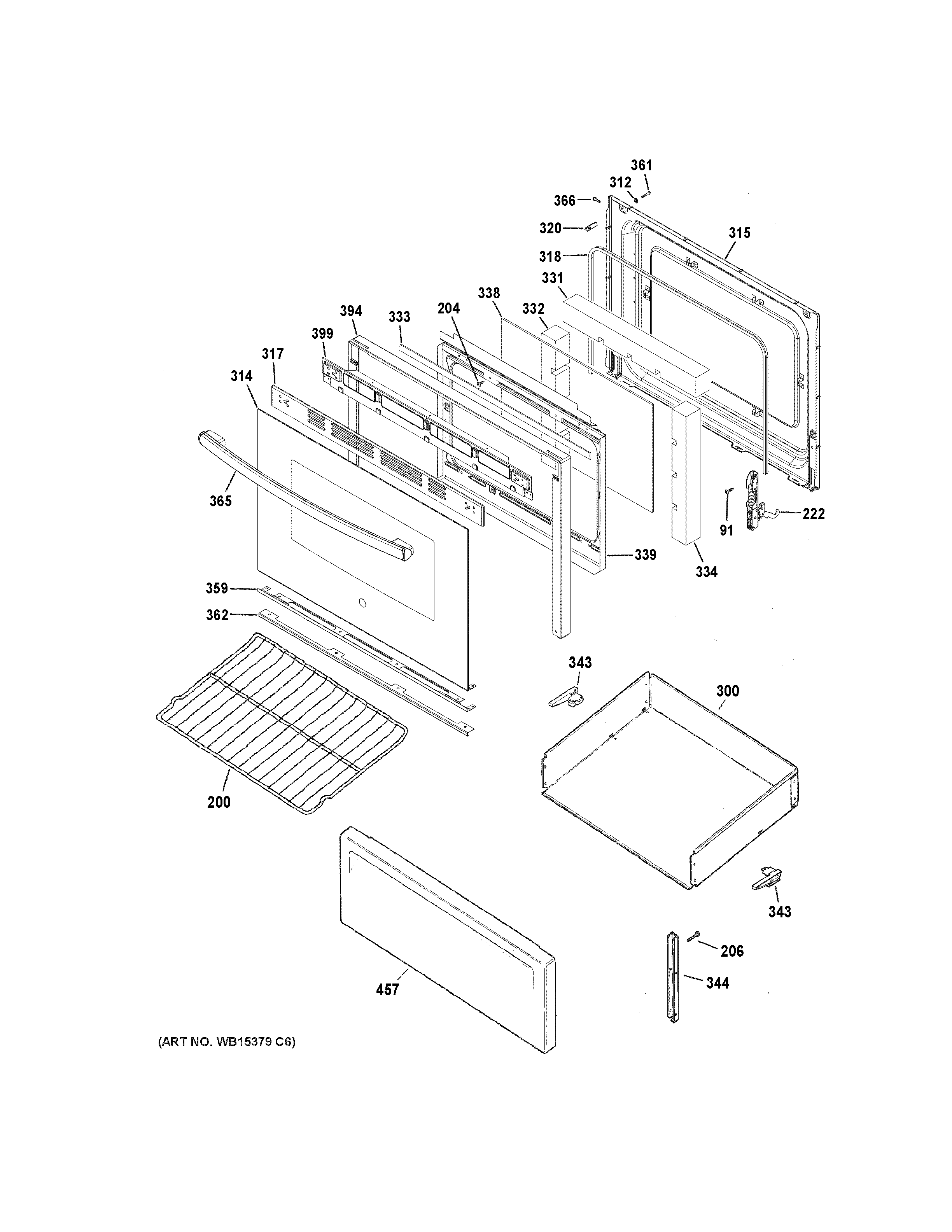 GE JBS30DK1WW door & drawer parts diagram