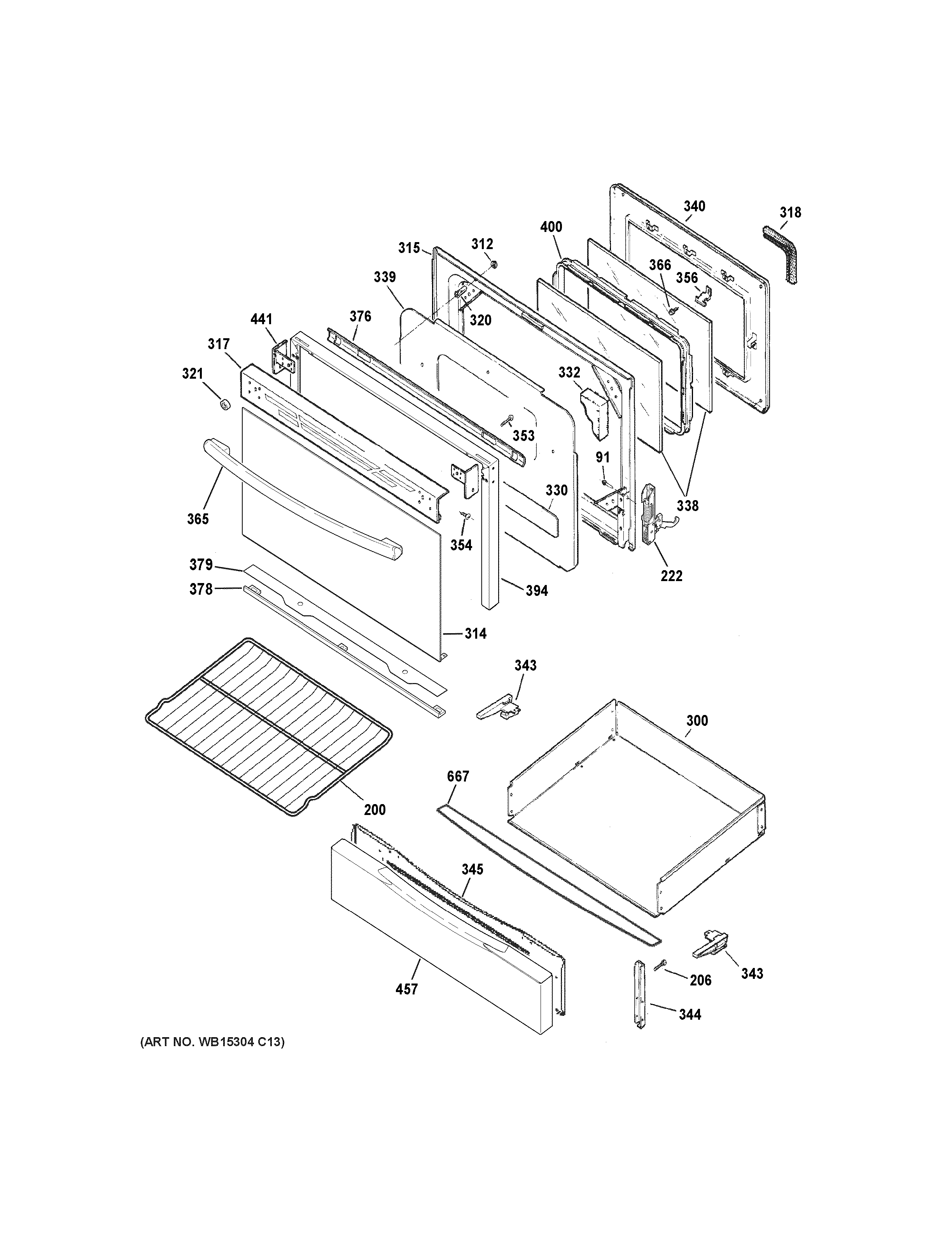 GE JGB630DEF1BB door & drawer parts diagram