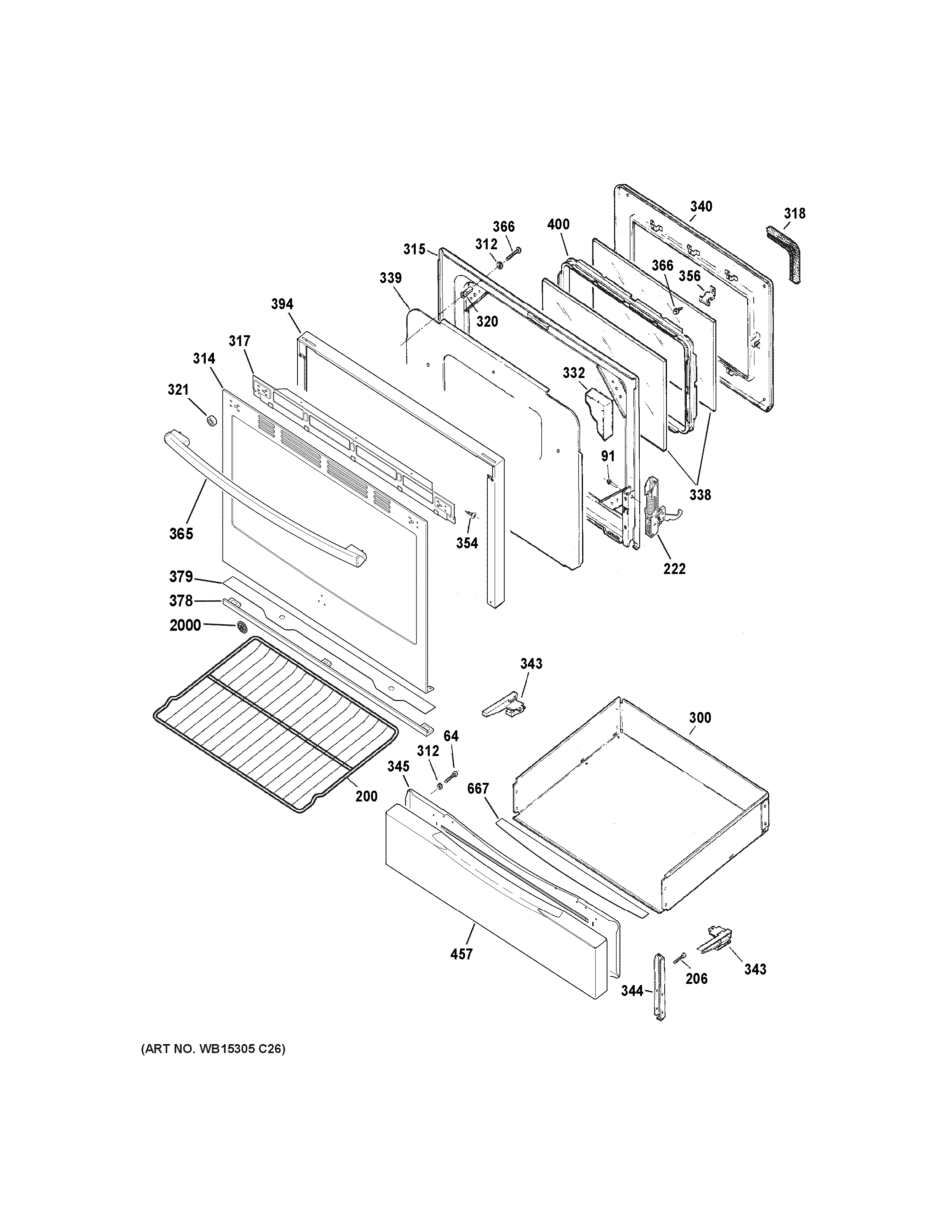 GE JGB630REF1SS door & drawer parts diagram