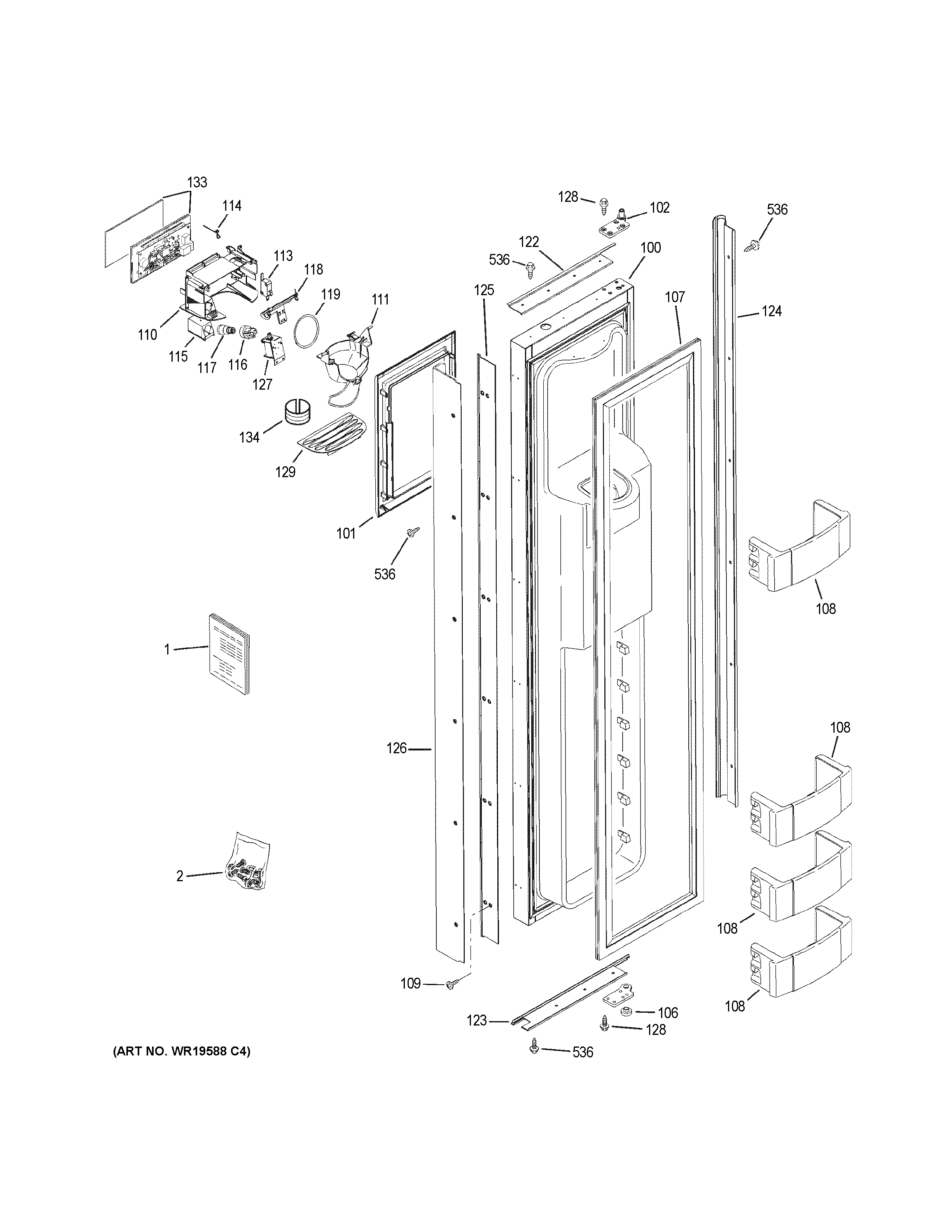 GE ZSEB420DYA freezer door diagram