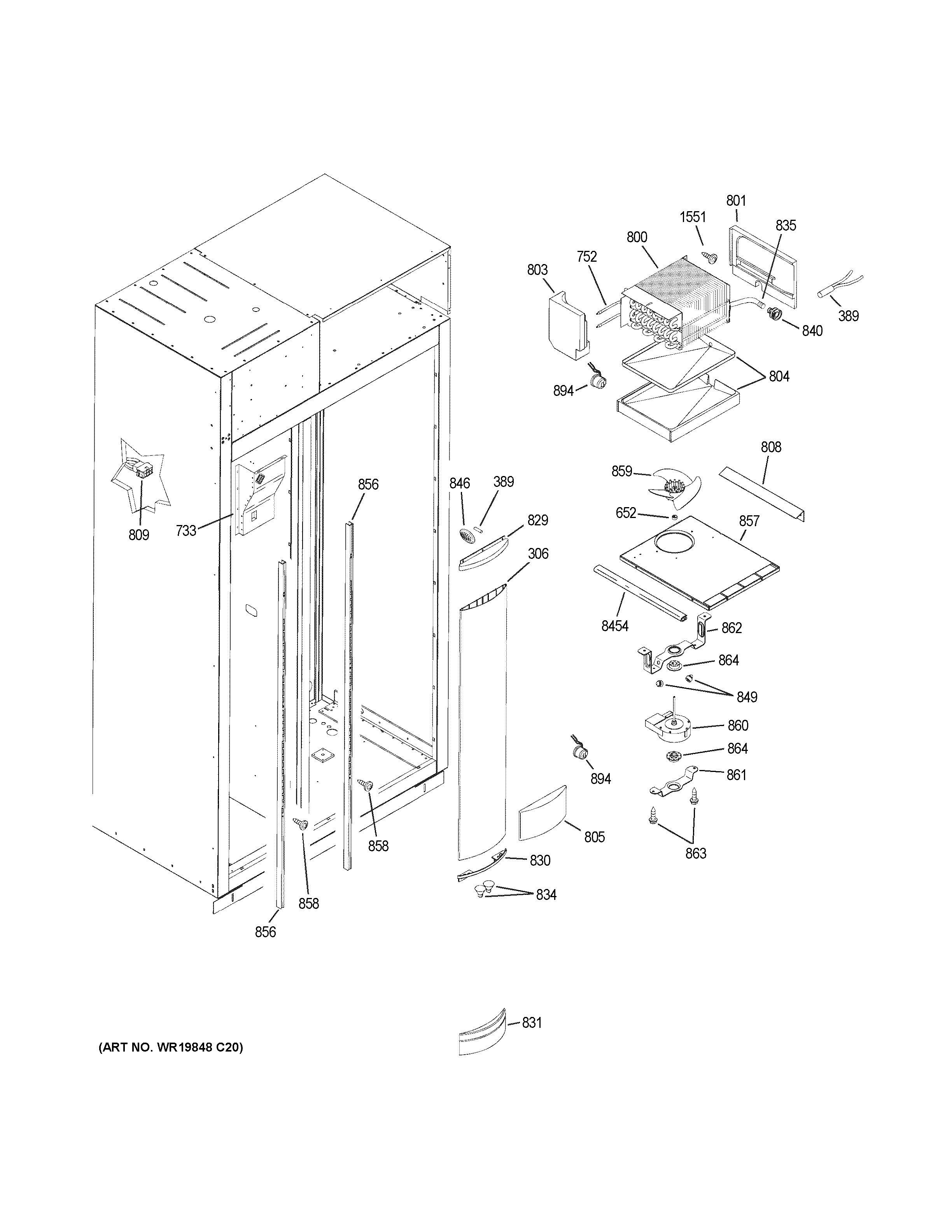 GE ZSEB420DYA freezer section diagram