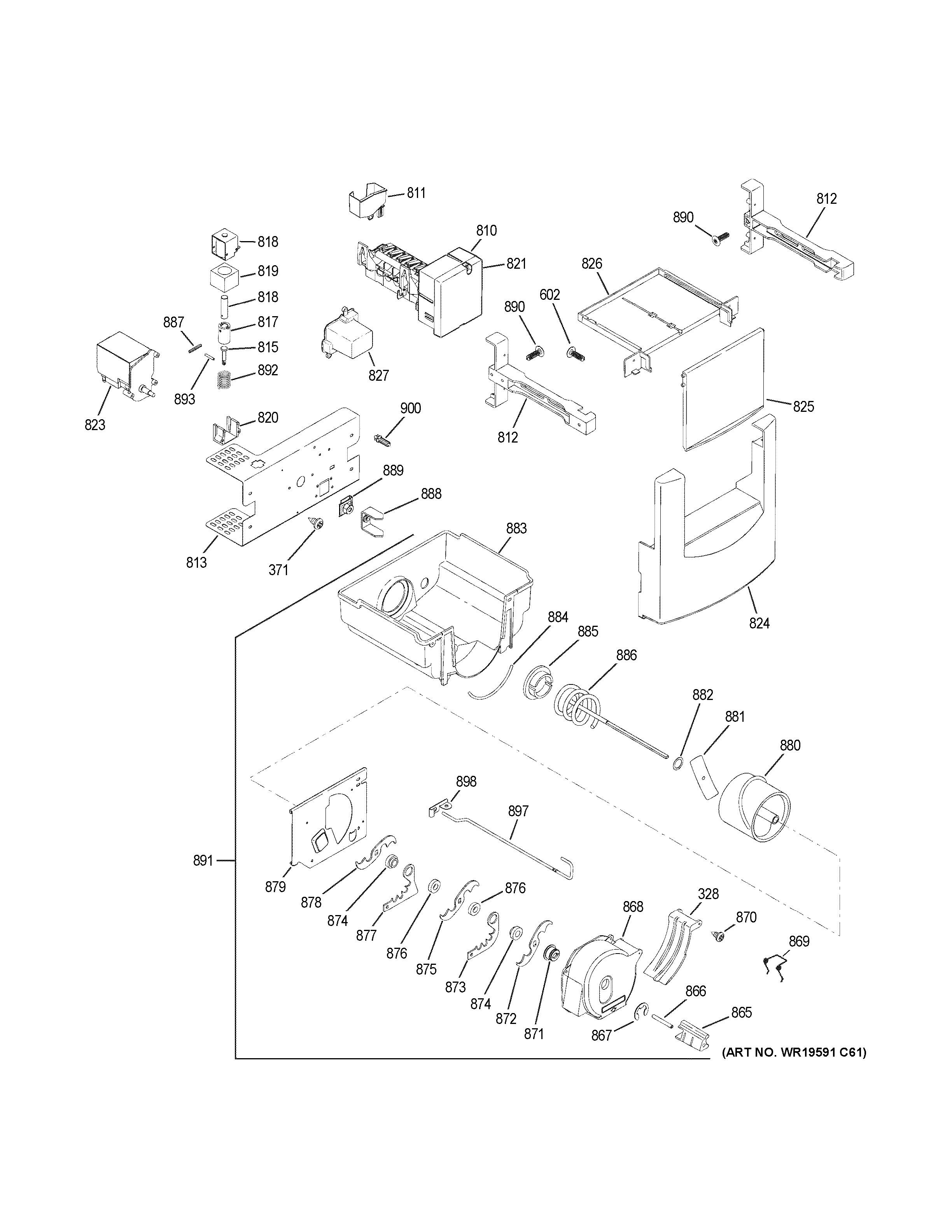 GE ZSEB420DYA ice maker & dispenser diagram
