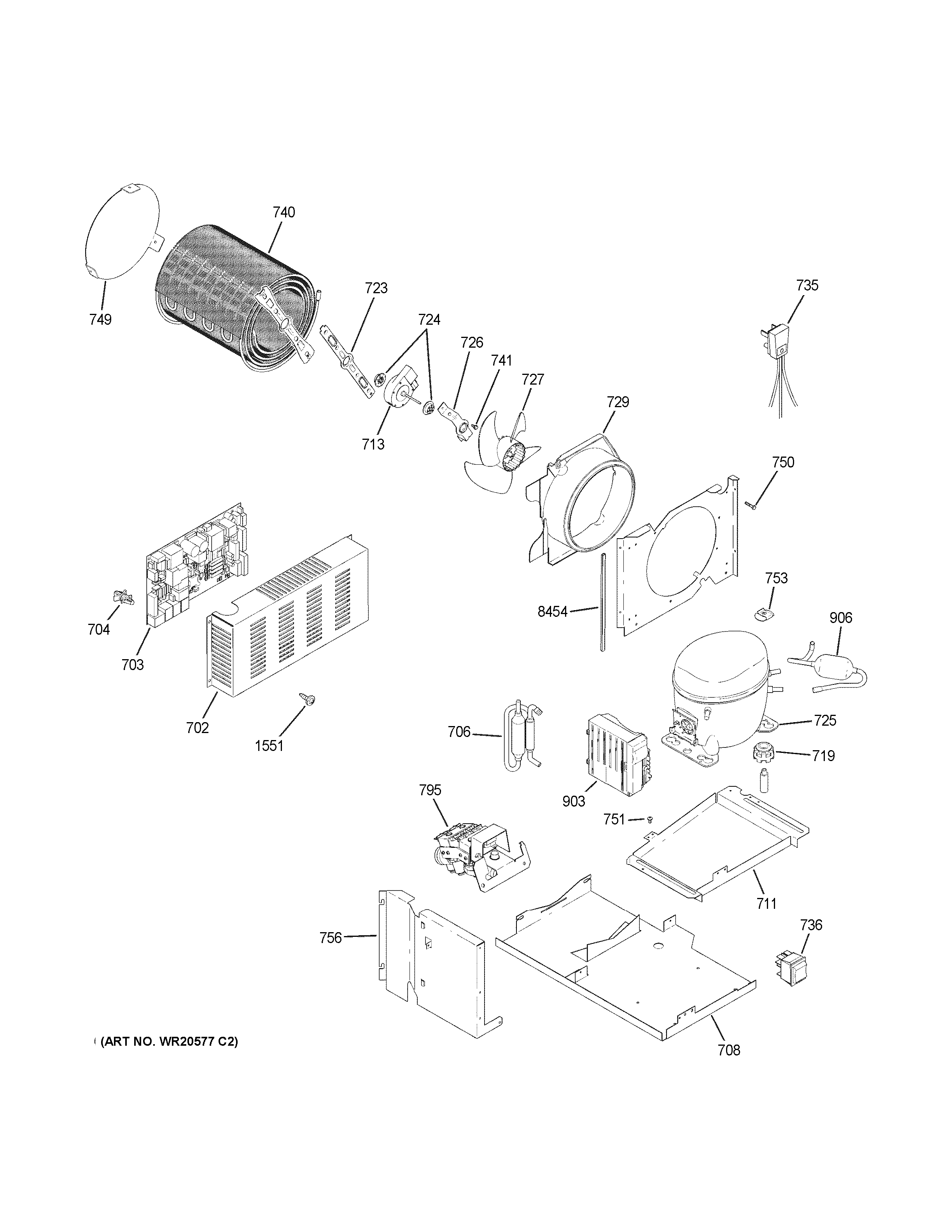 GE ZSEB420DYA machine compartment diagram