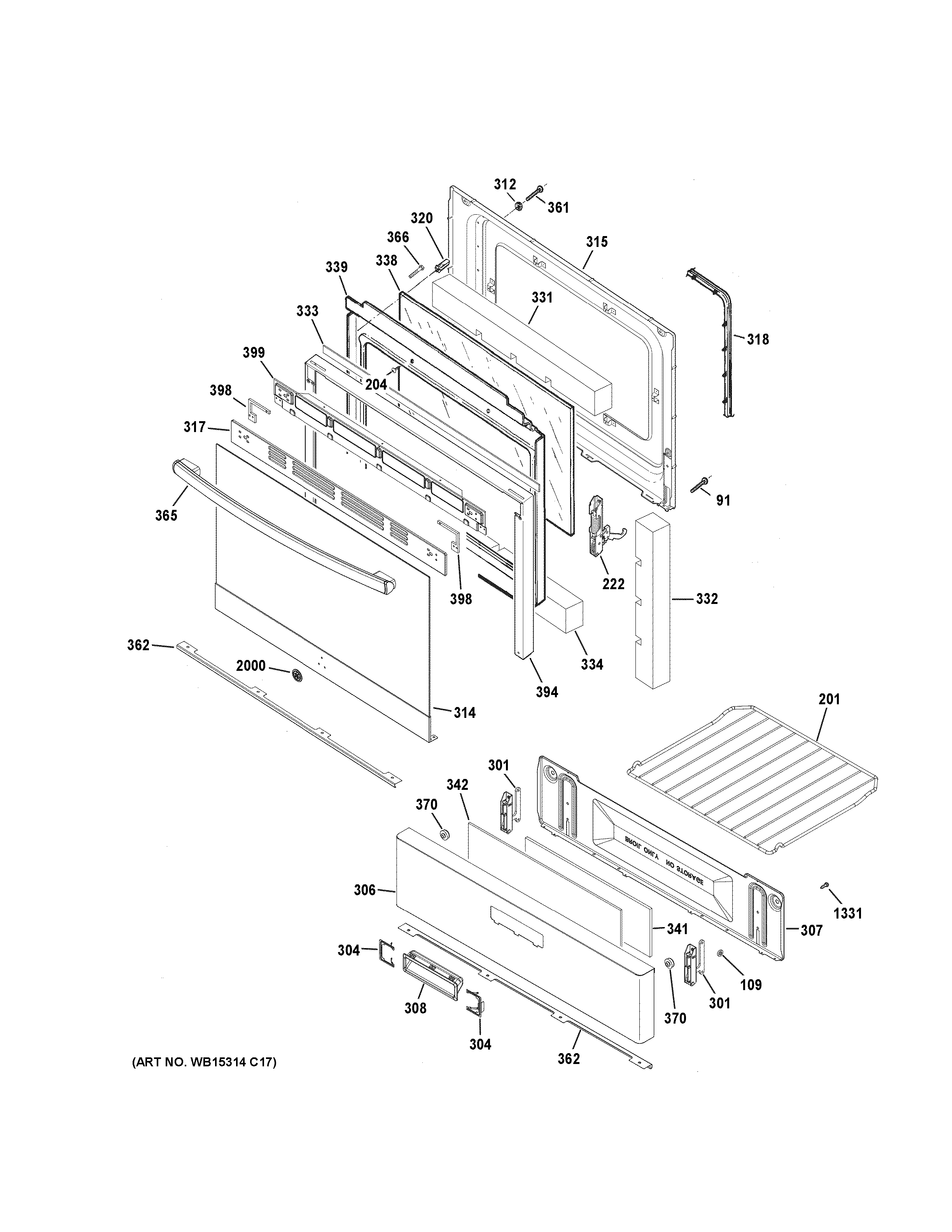 GE JGBS60REK2SS door & drawer parts diagram