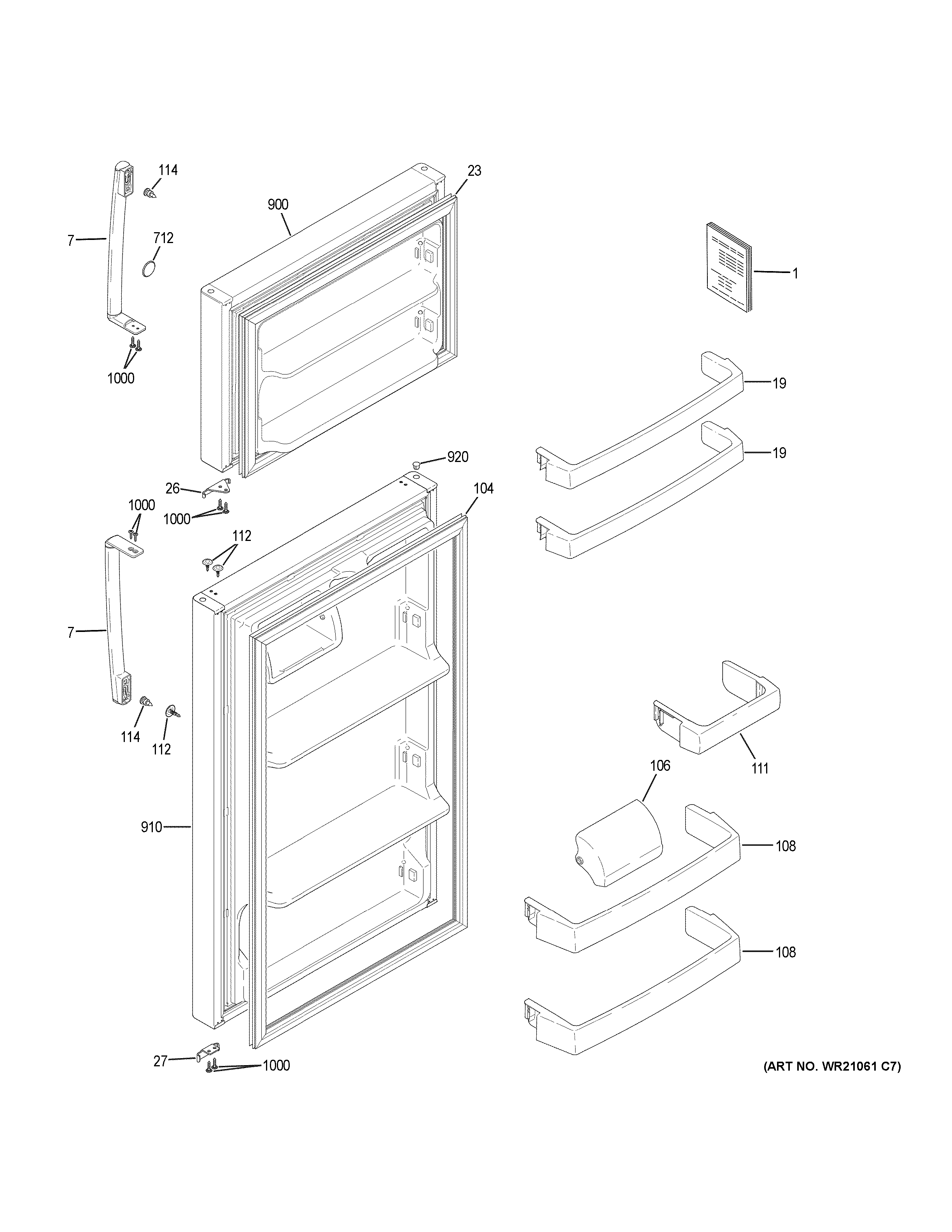 GE GIE18ETHKRBB doors diagram
