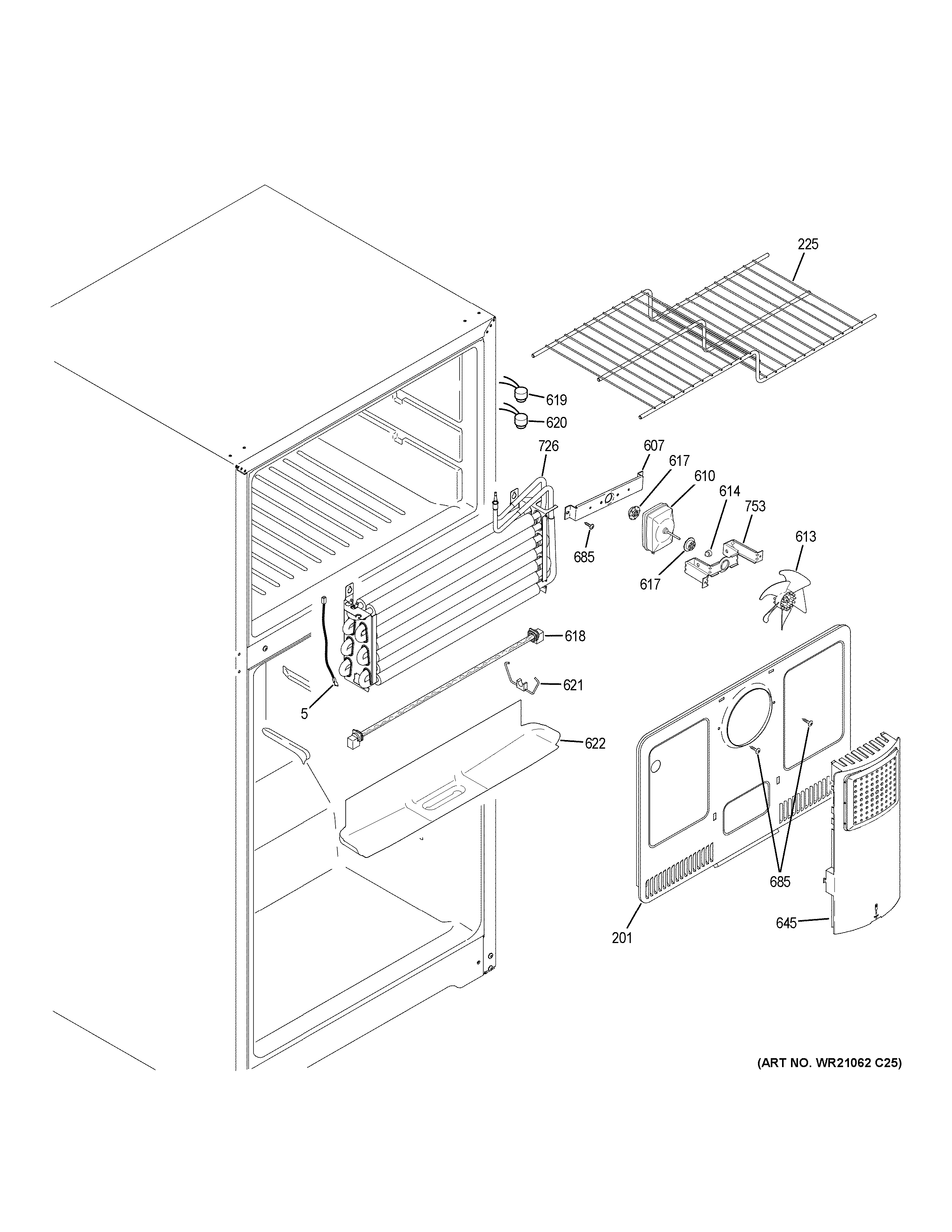 GE GIE18ETHKRBB freezer section diagram