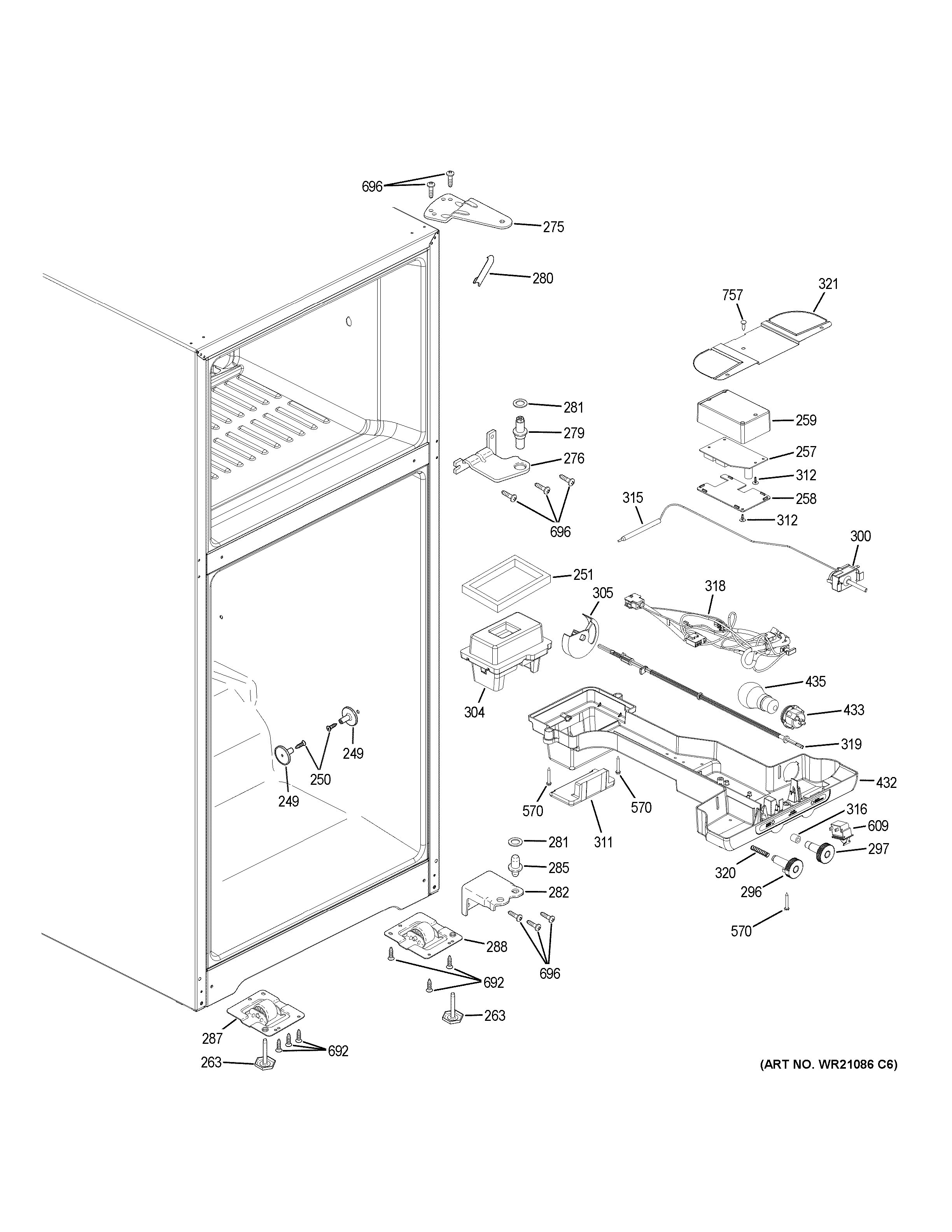 GE GTE18ISHHRSS fresh food section diagram