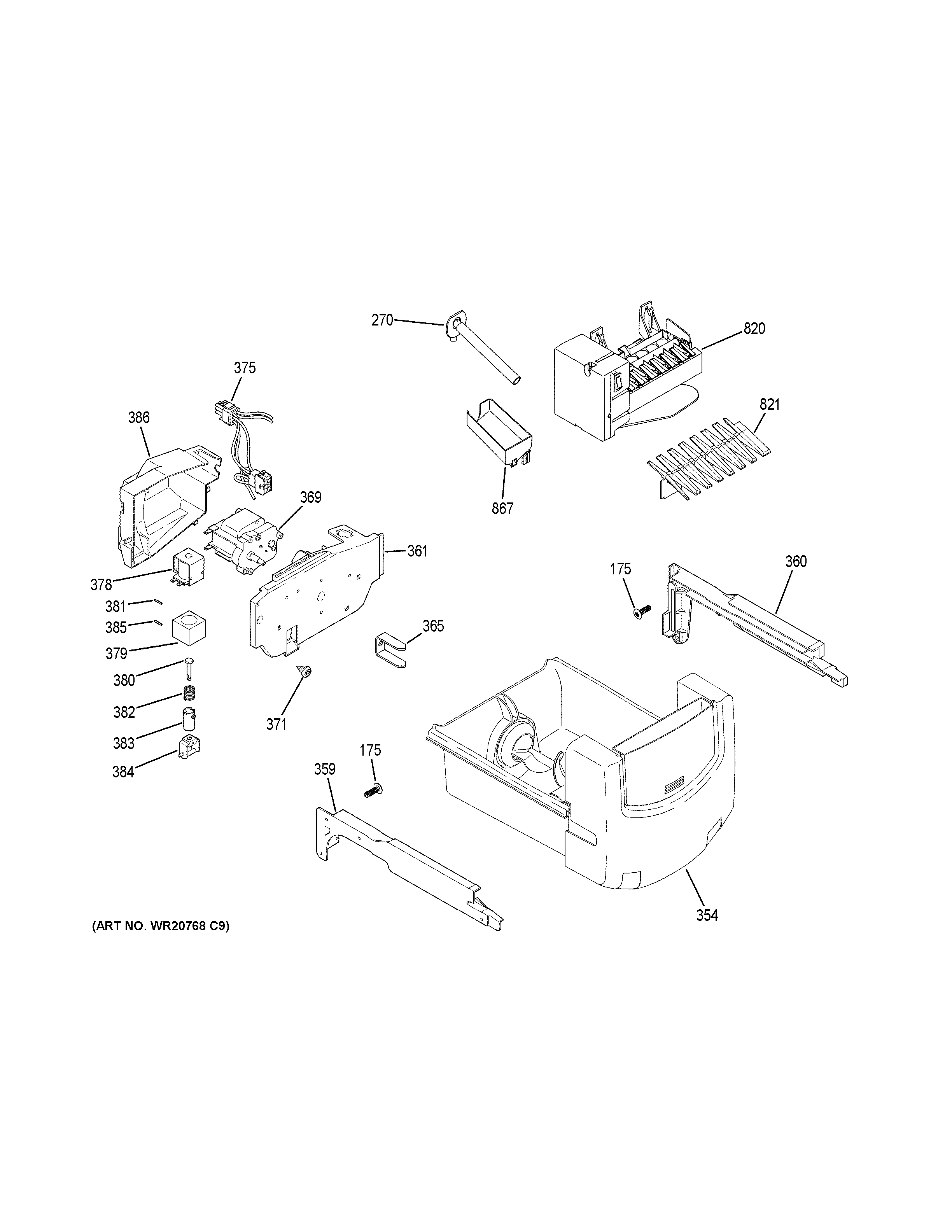 GE GSE25HSHJHSS ice maker & dispenser diagram
