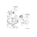 GE GDT530PGD2WW sump & motor mechanism diagram