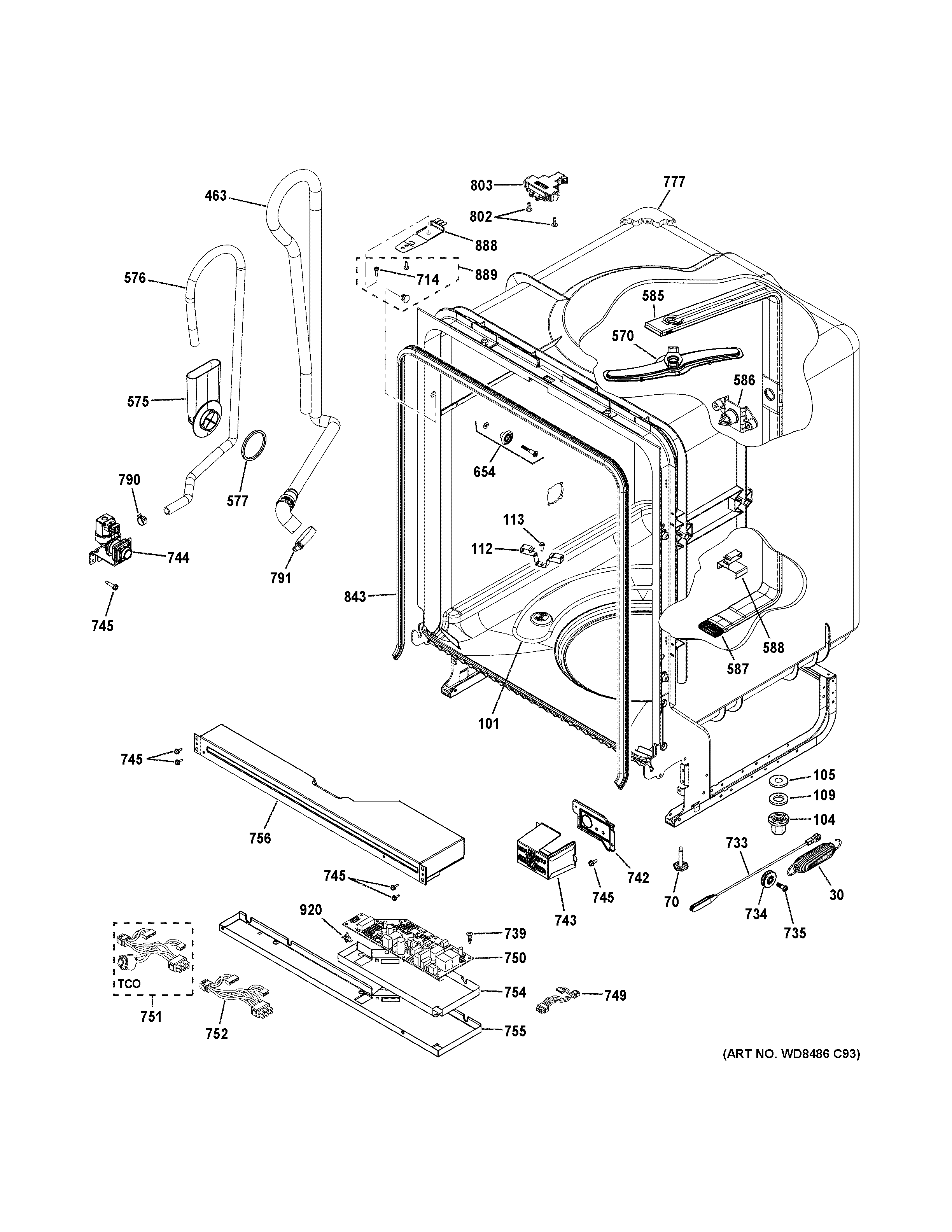 GE GDF520PSD2SS body parts diagram