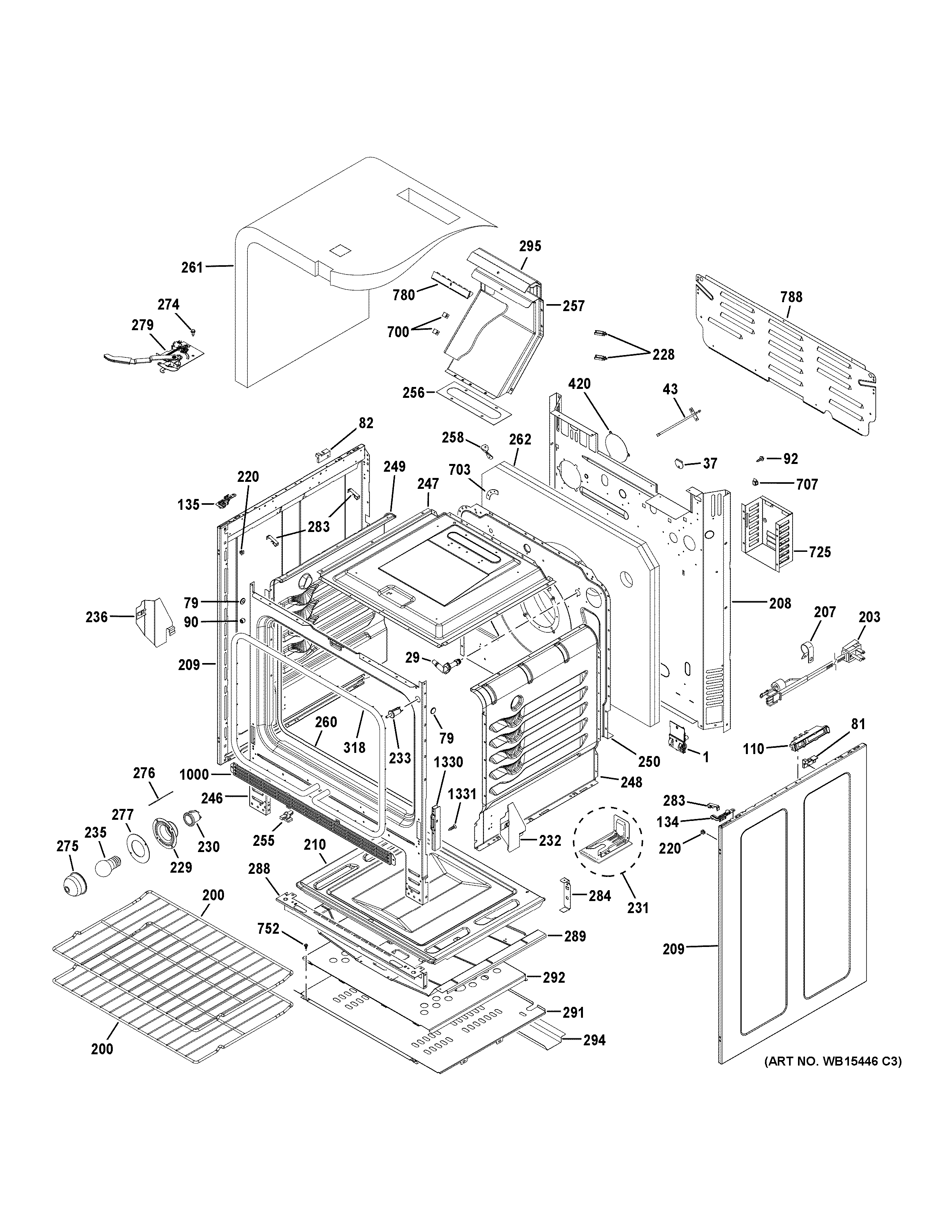 GE JGB700SEJ3SS body parts diagram