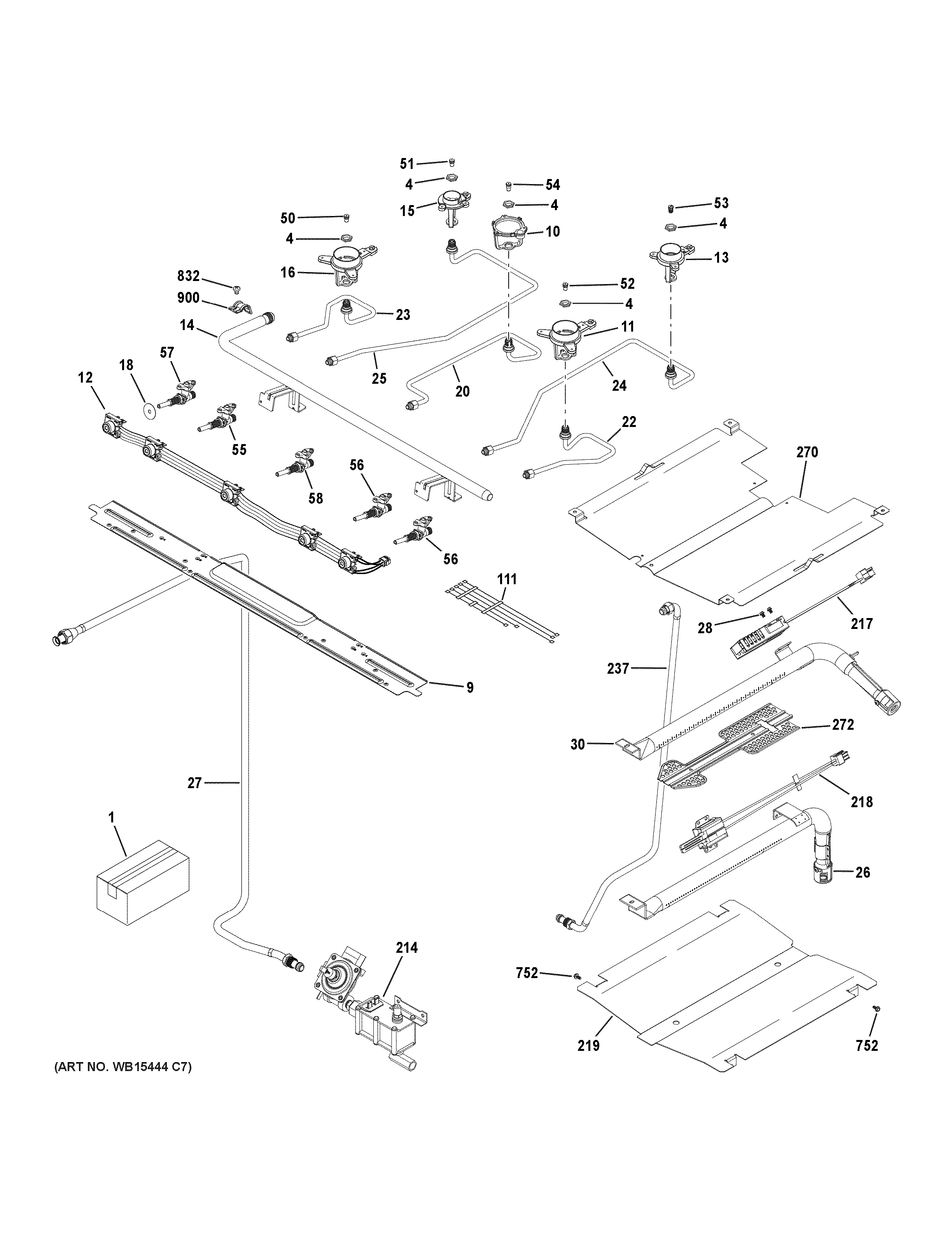 GE JGB700DEJ3BB gas & burner parts diagram