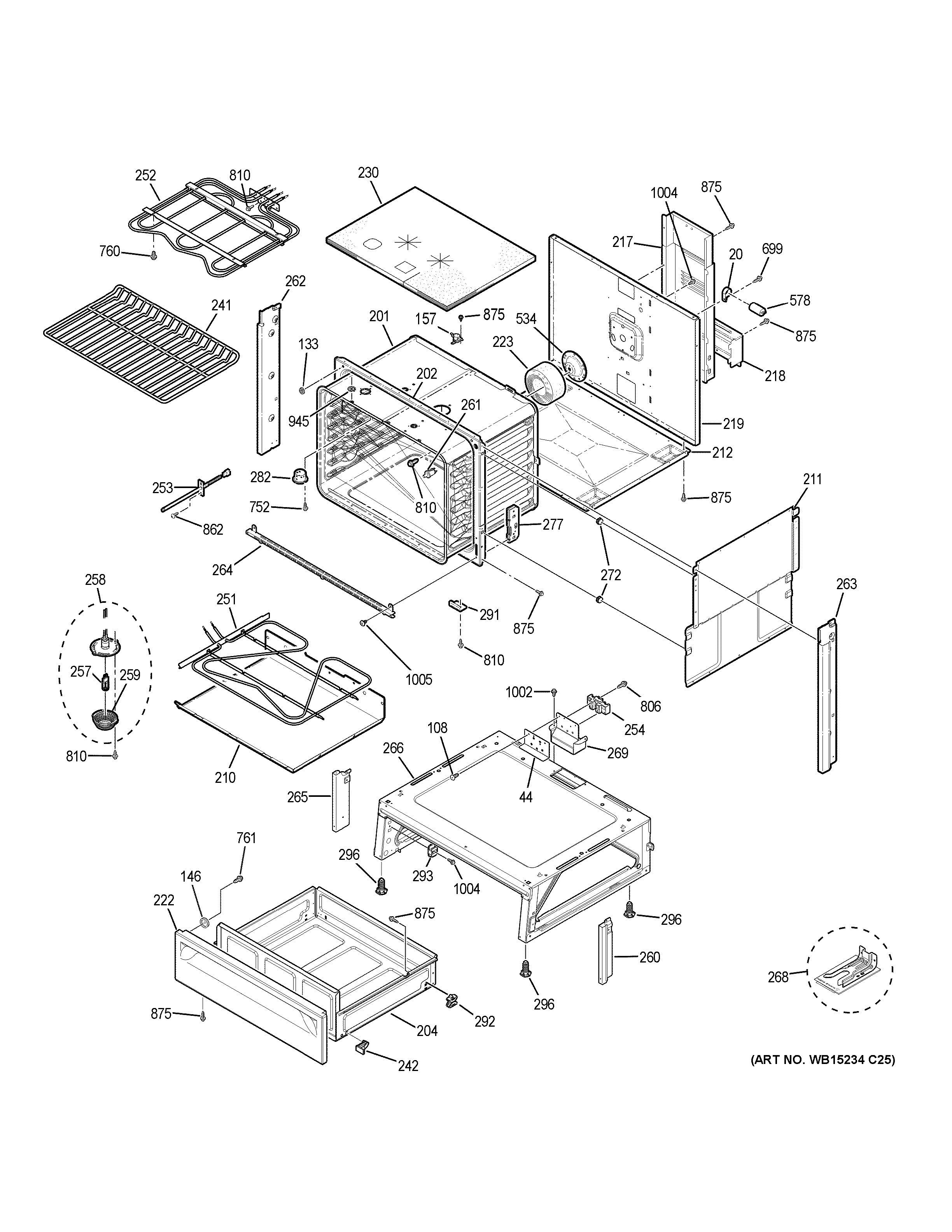 GE JS750DF1BB body parts diagram