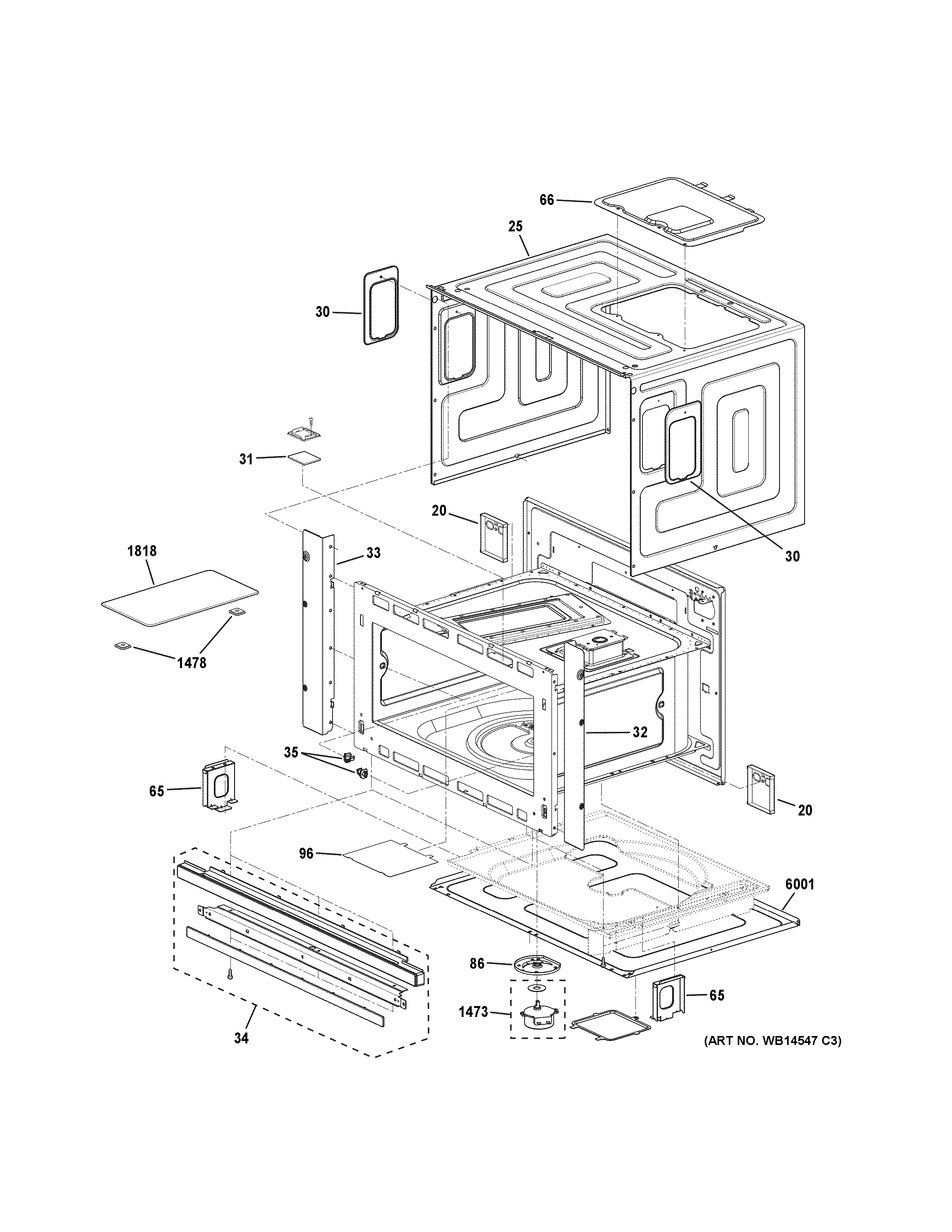 GE ZSC2202J3SS oven cavity parts diagram