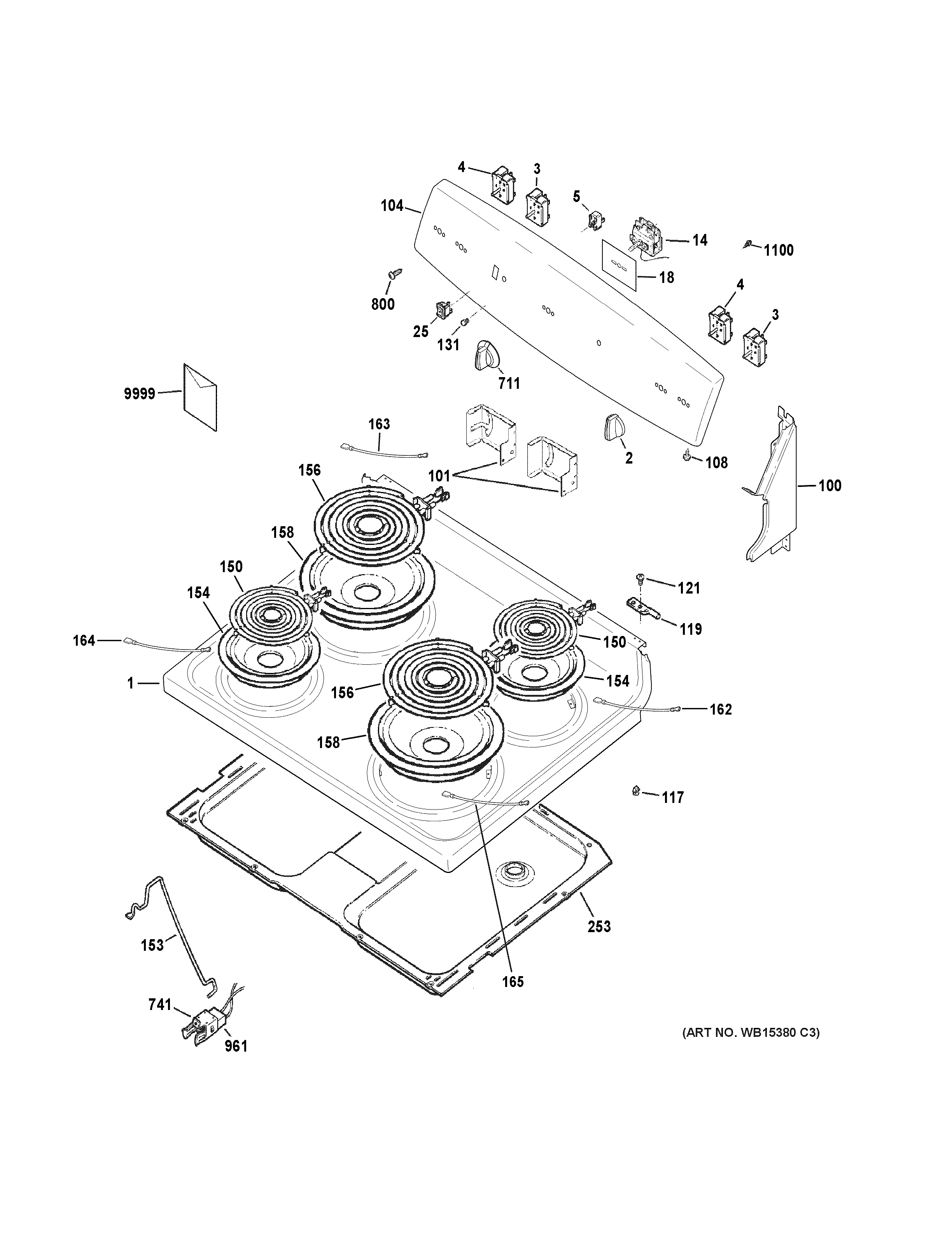 GE JBS10GF2SA control panel & cooktop diagram