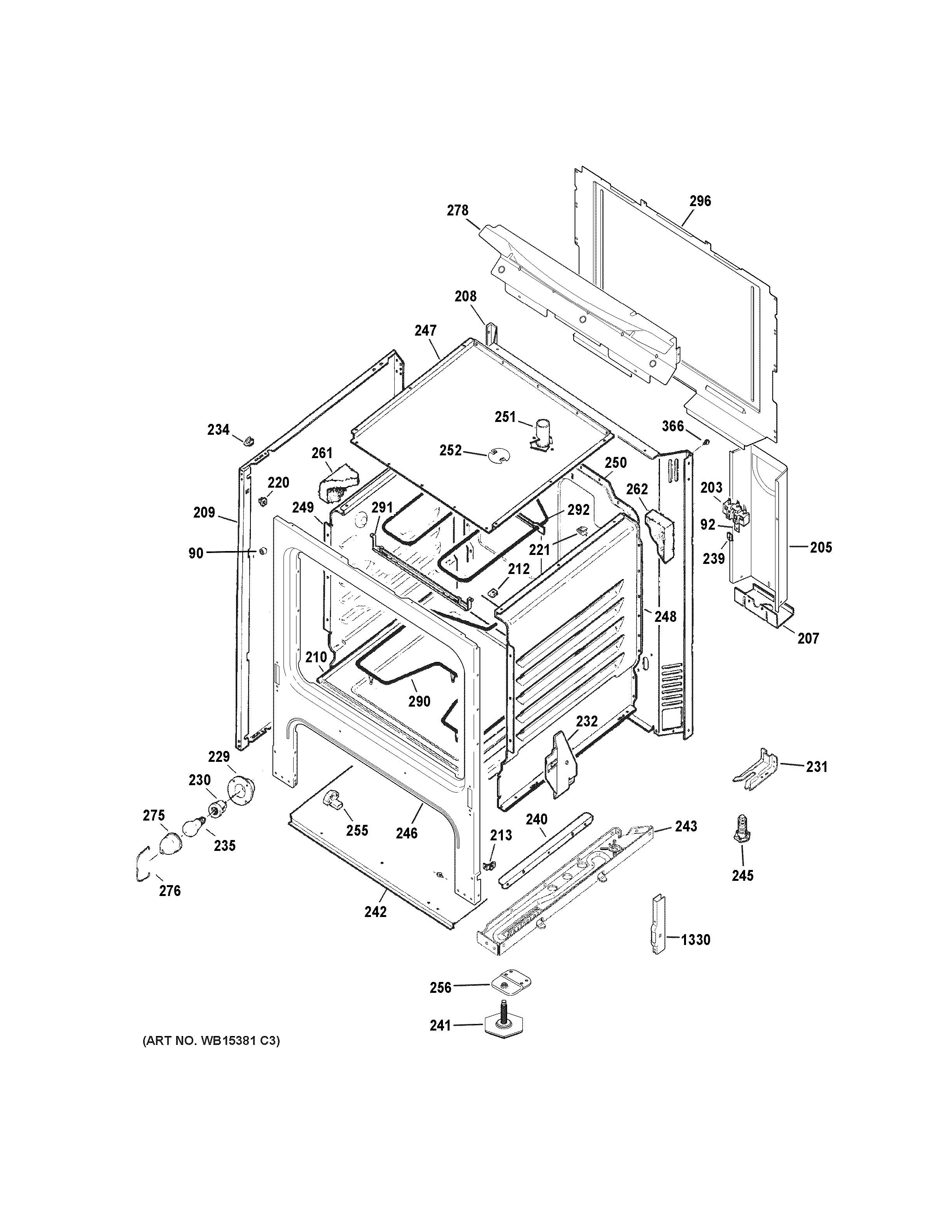 GE JBS10GF2SA body parts diagram