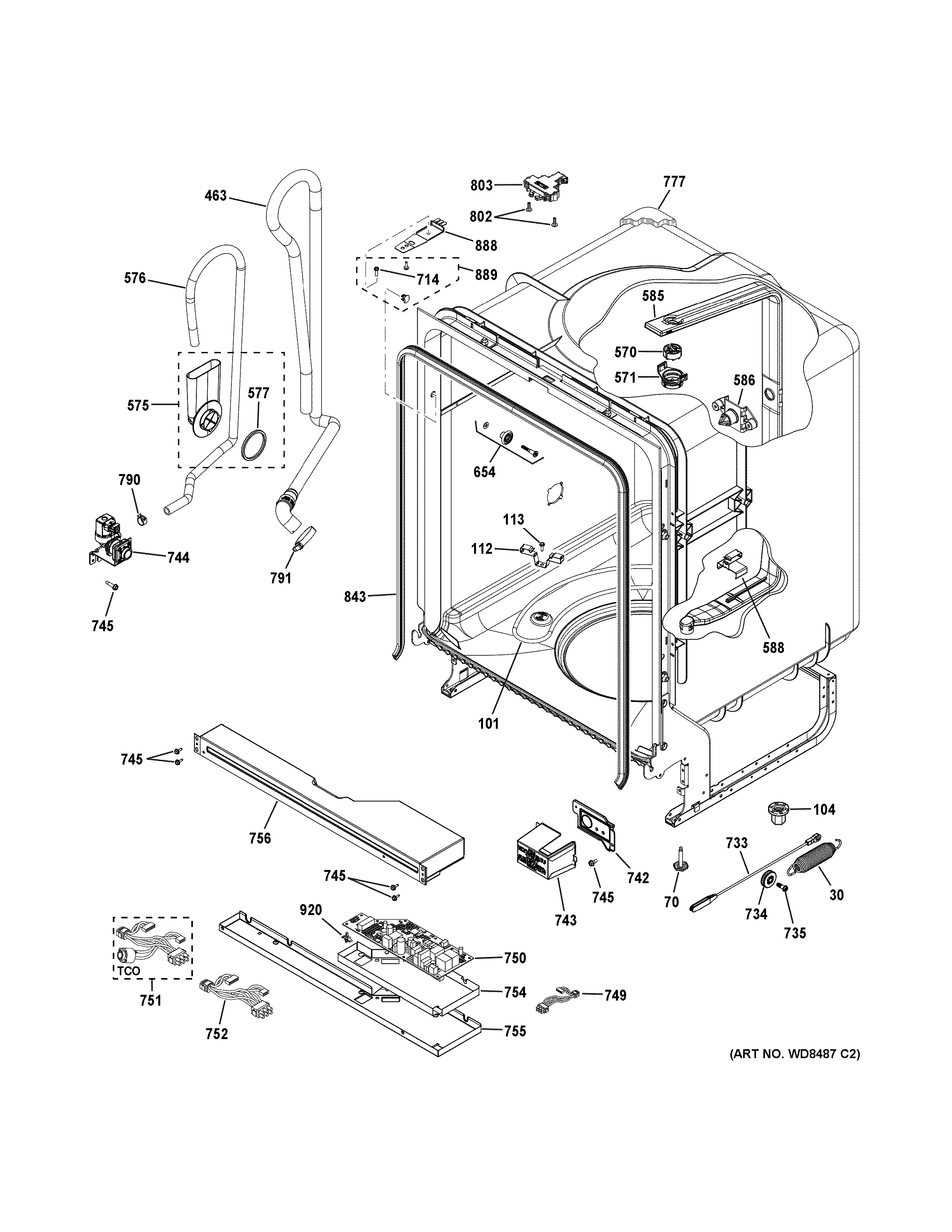 GE GDF520PSJ5SS body parts diagram