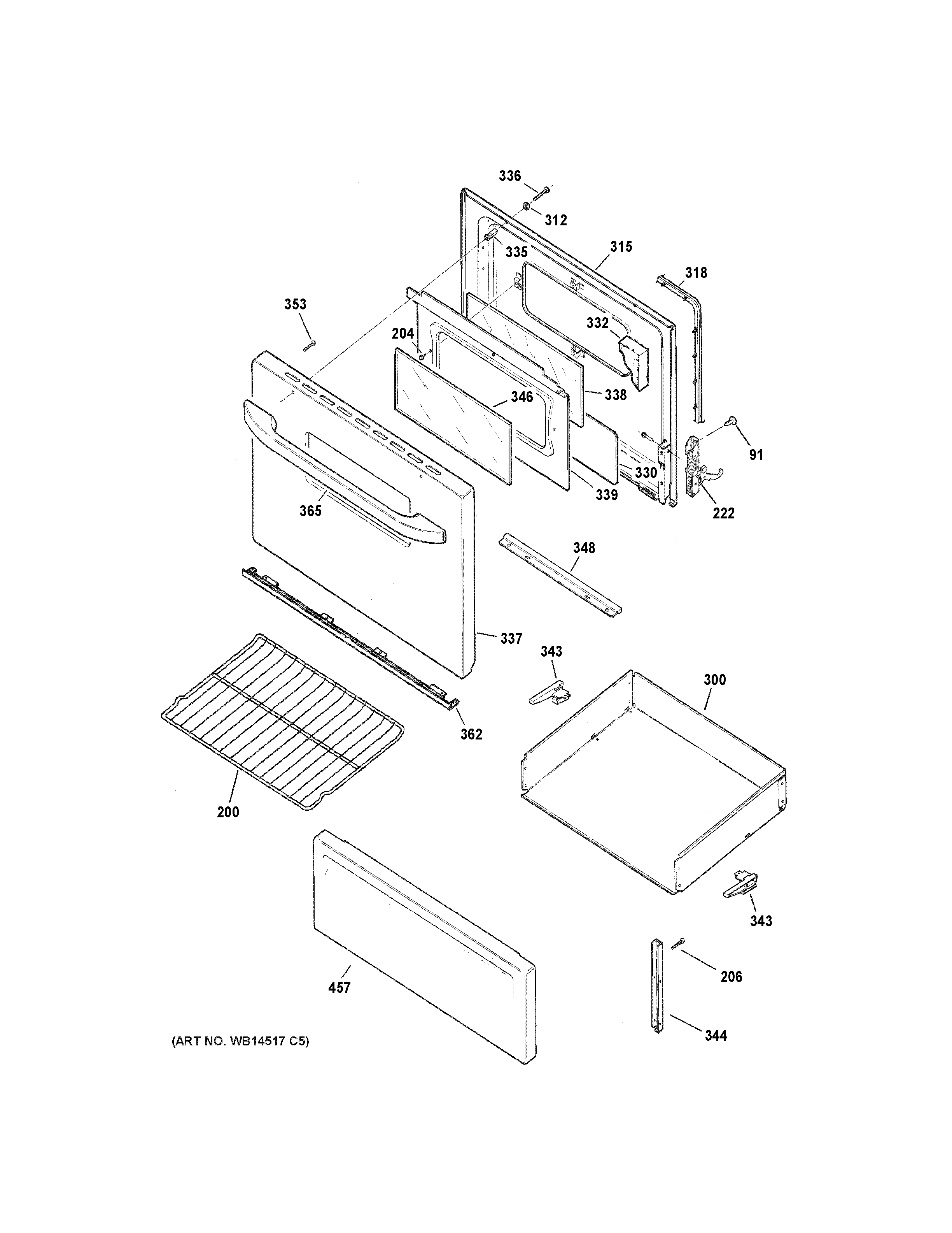 Hotpoint RB526DH3BB door & drawer parts diagram