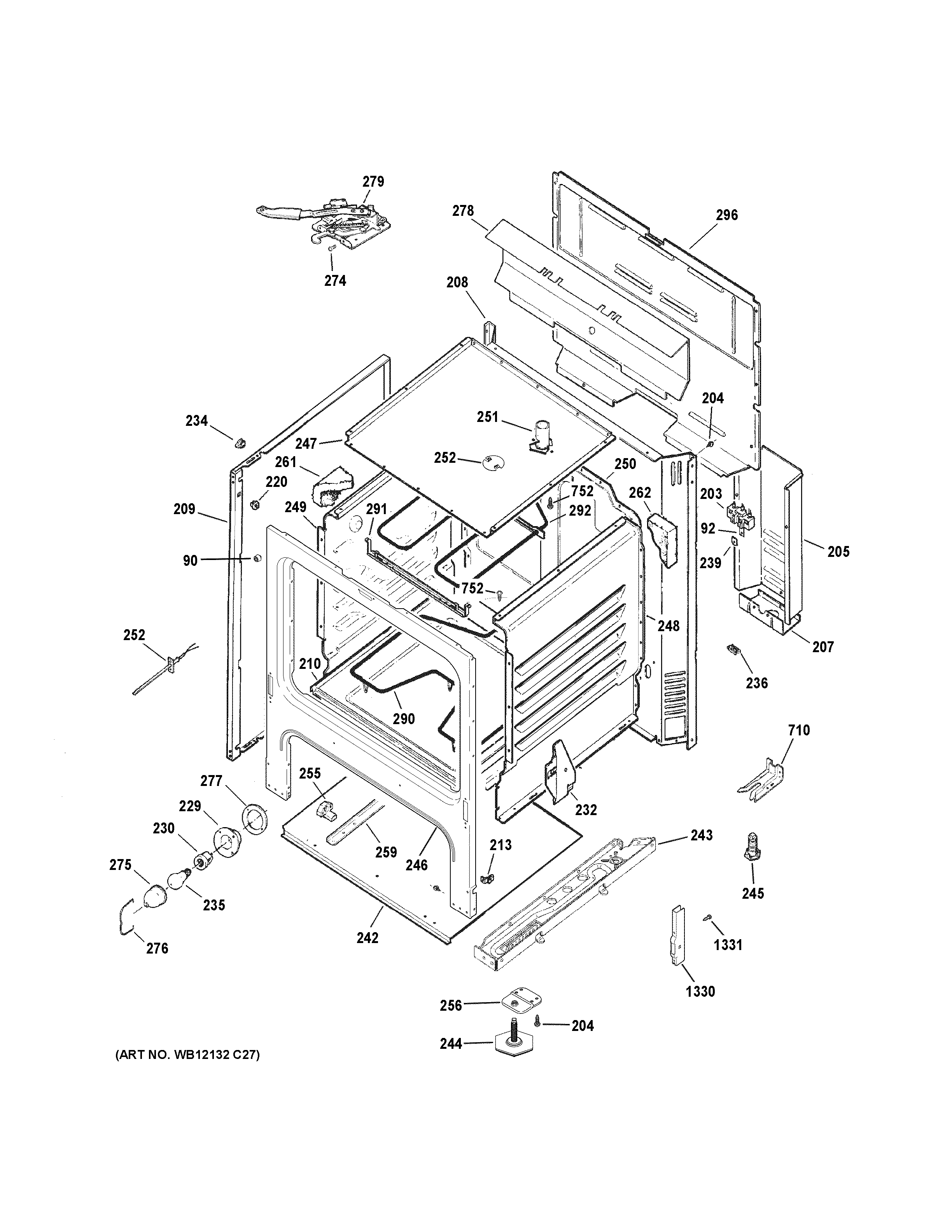 Hotpoint RB720DH3BB body parts diagram