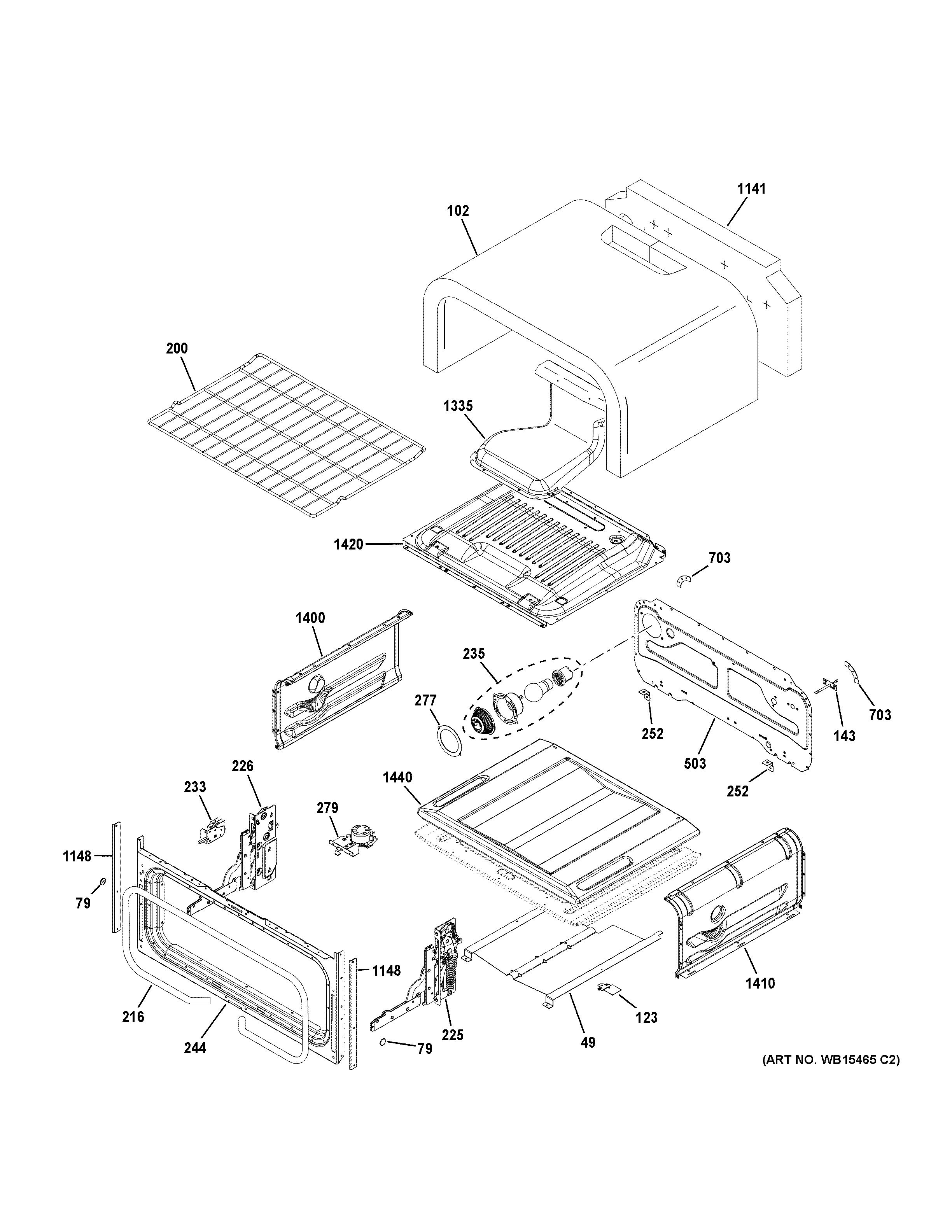 GE PGB960EEJ1ES upper oven diagram