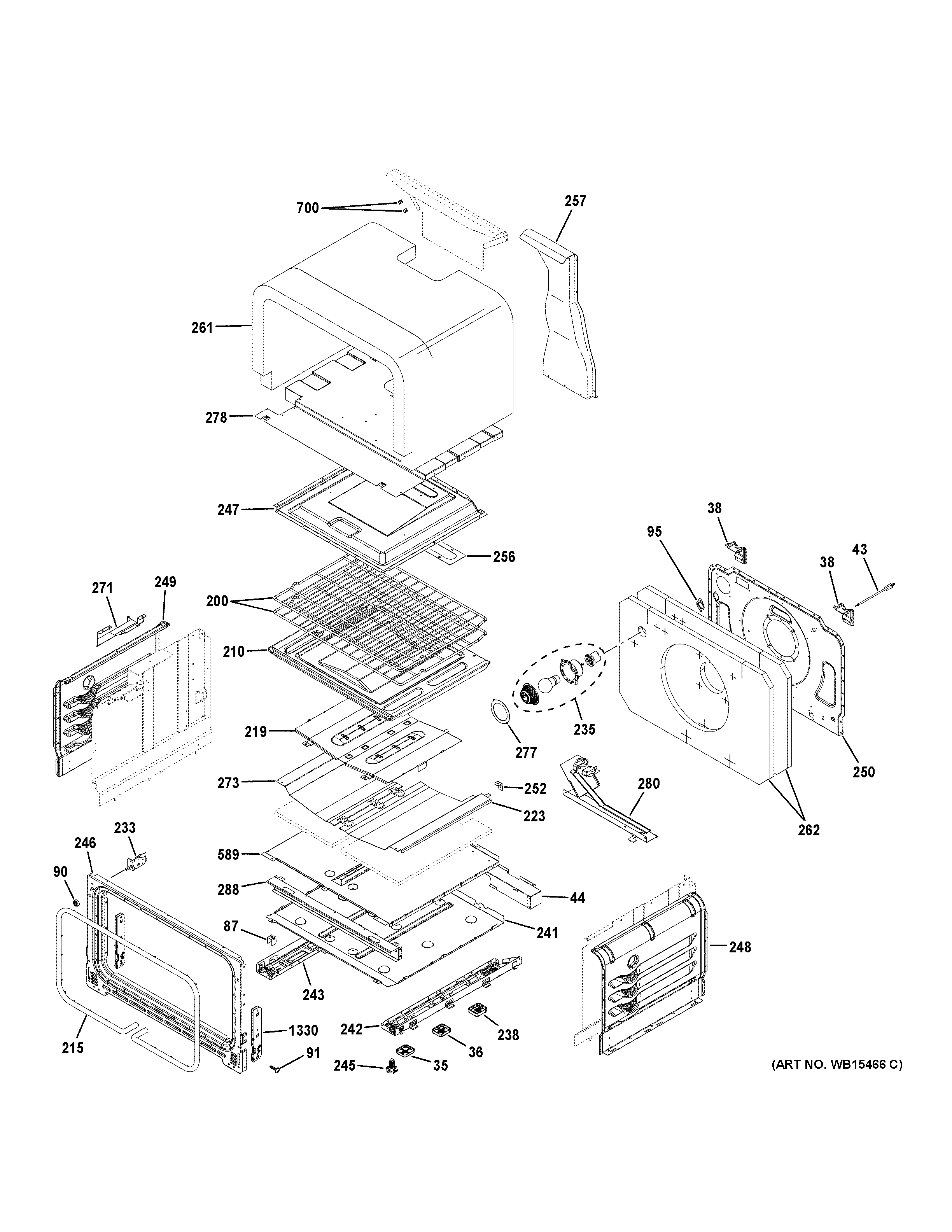 GE PGB960EEJ1ES lower oven diagram