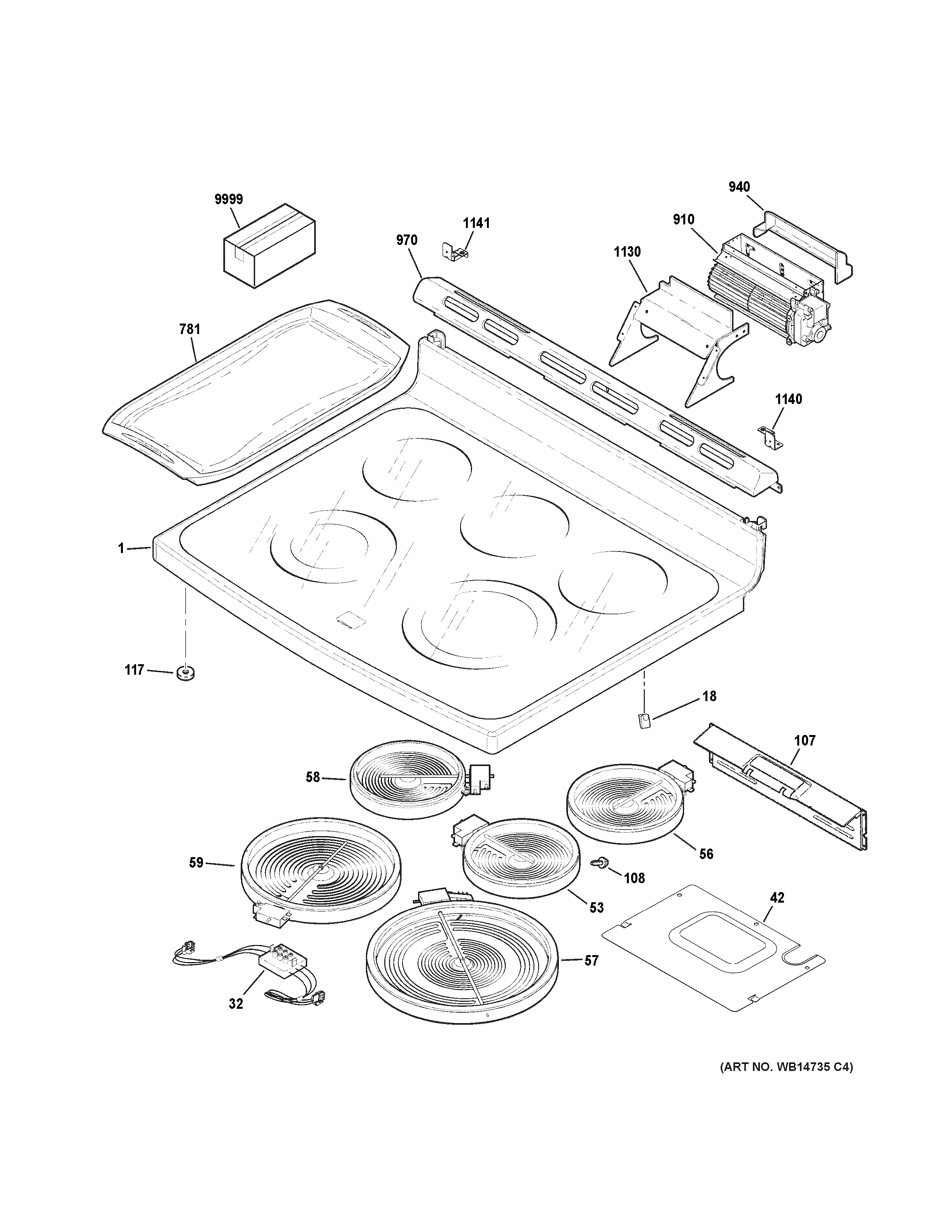 GE CS980ST7SS cooktop diagram