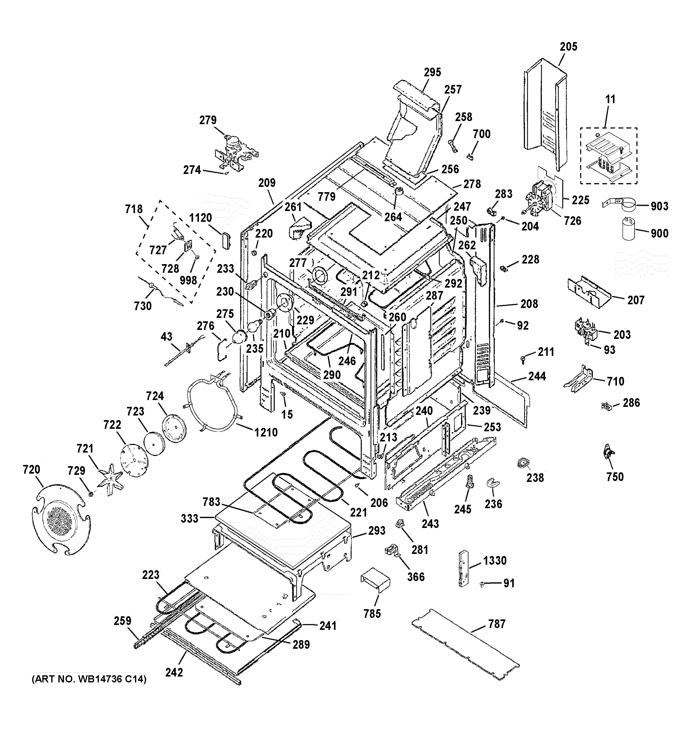 GE CS980ST7SS body parts diagram