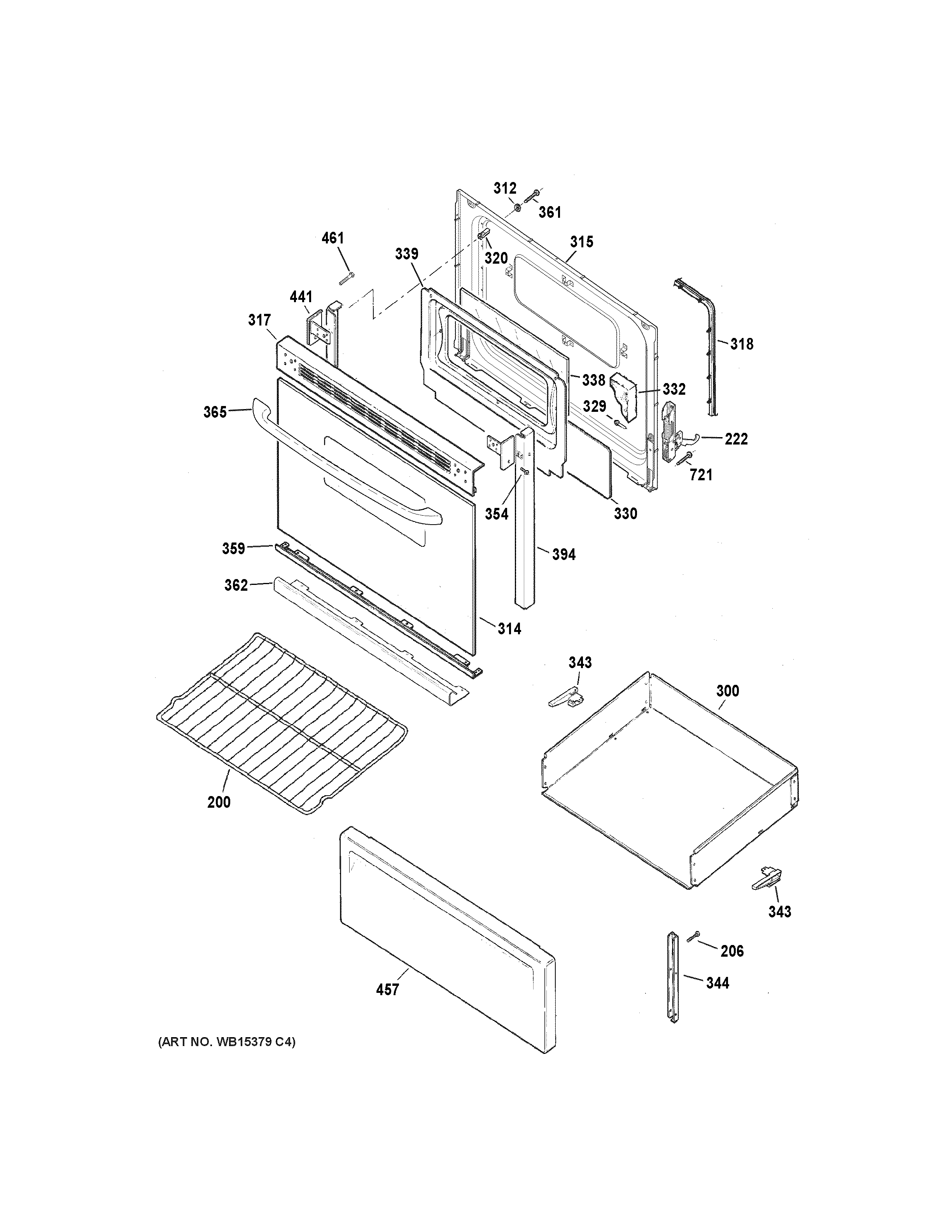 GE JBS27DF3BB door & drawer parts diagram