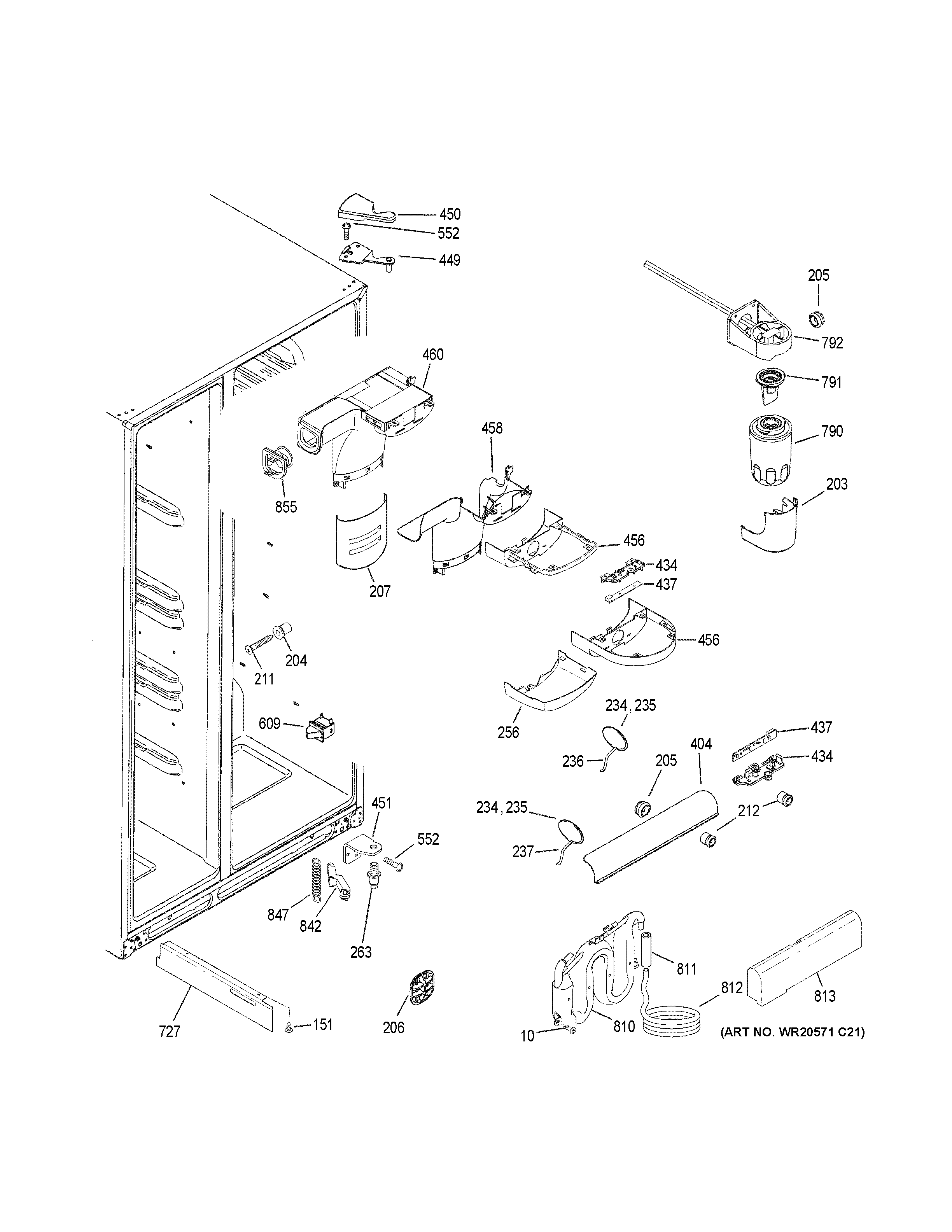 GE GSE23GGKJCCC fresh food section diagram