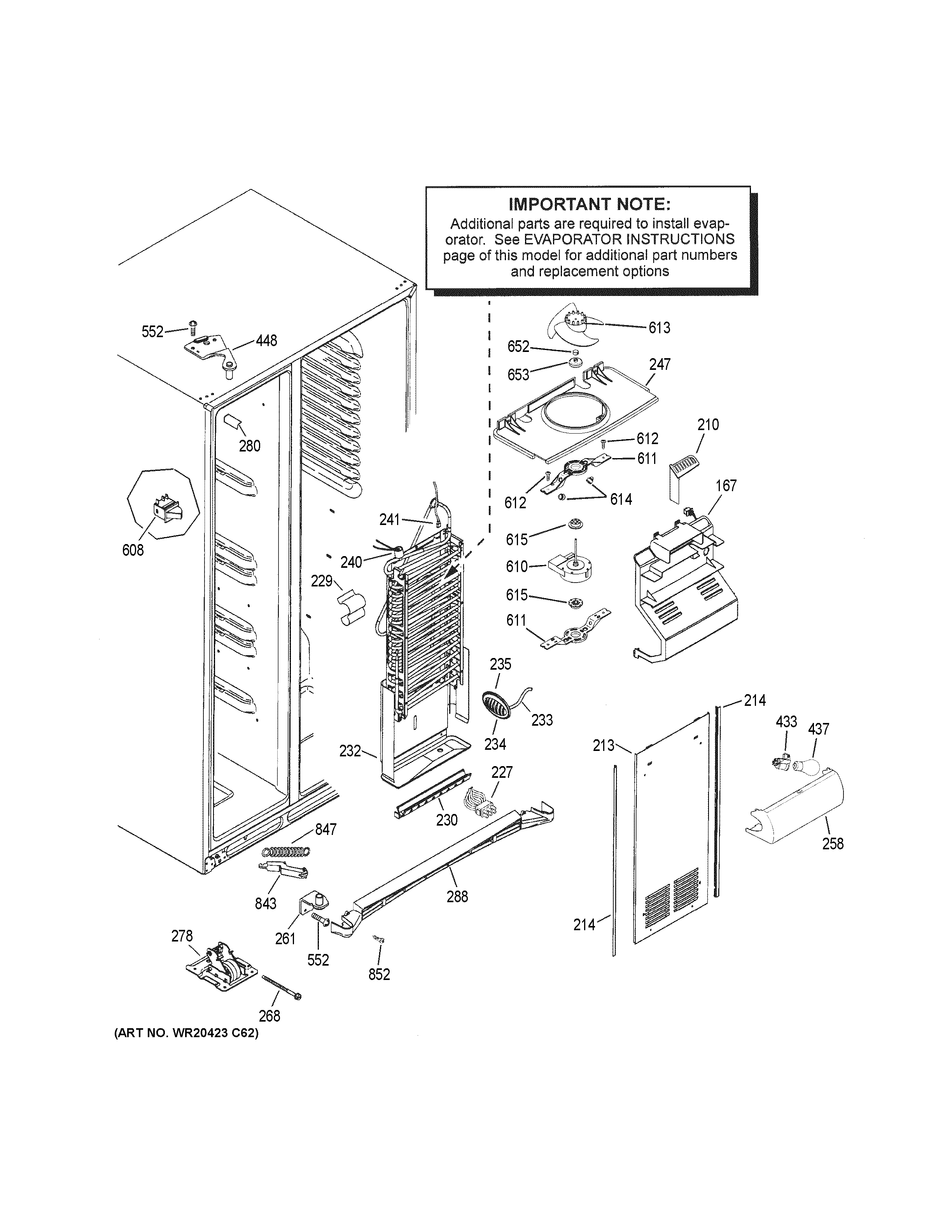 GE GSS25CGHHCBB freezer section diagram