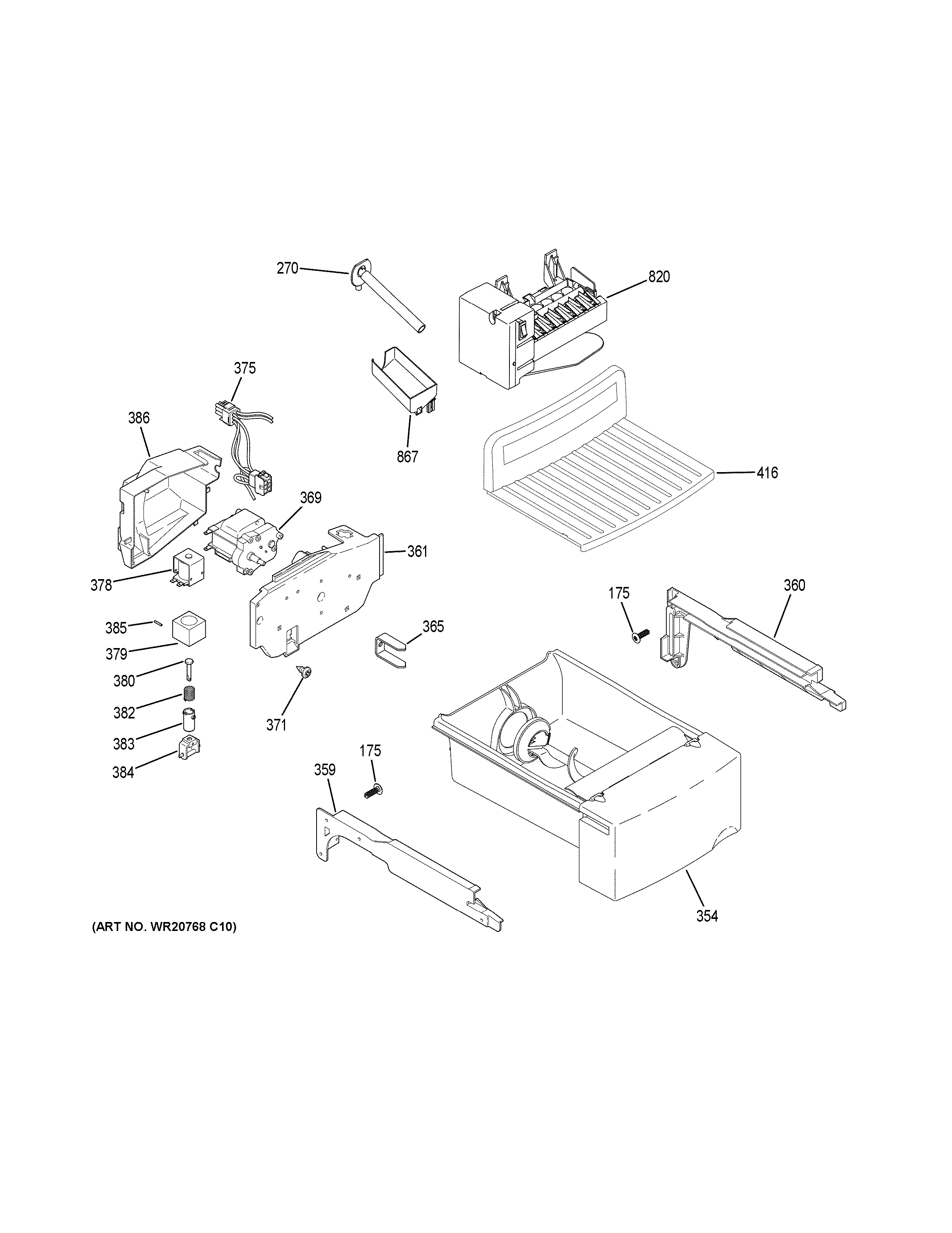 GE GSS25CGHHCBB ice maker & dispenser diagram