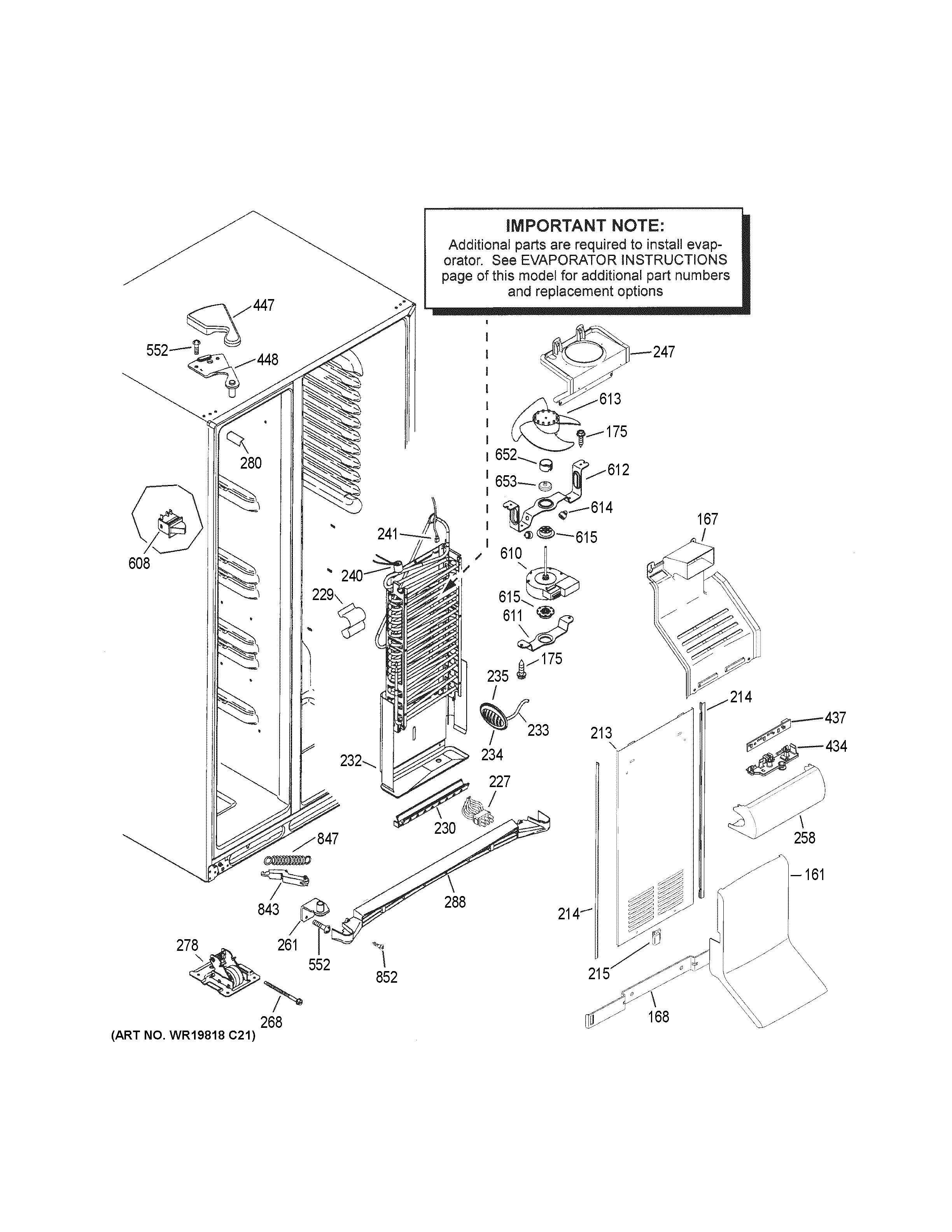 GE GSS23HGHJCWW freezer section diagram