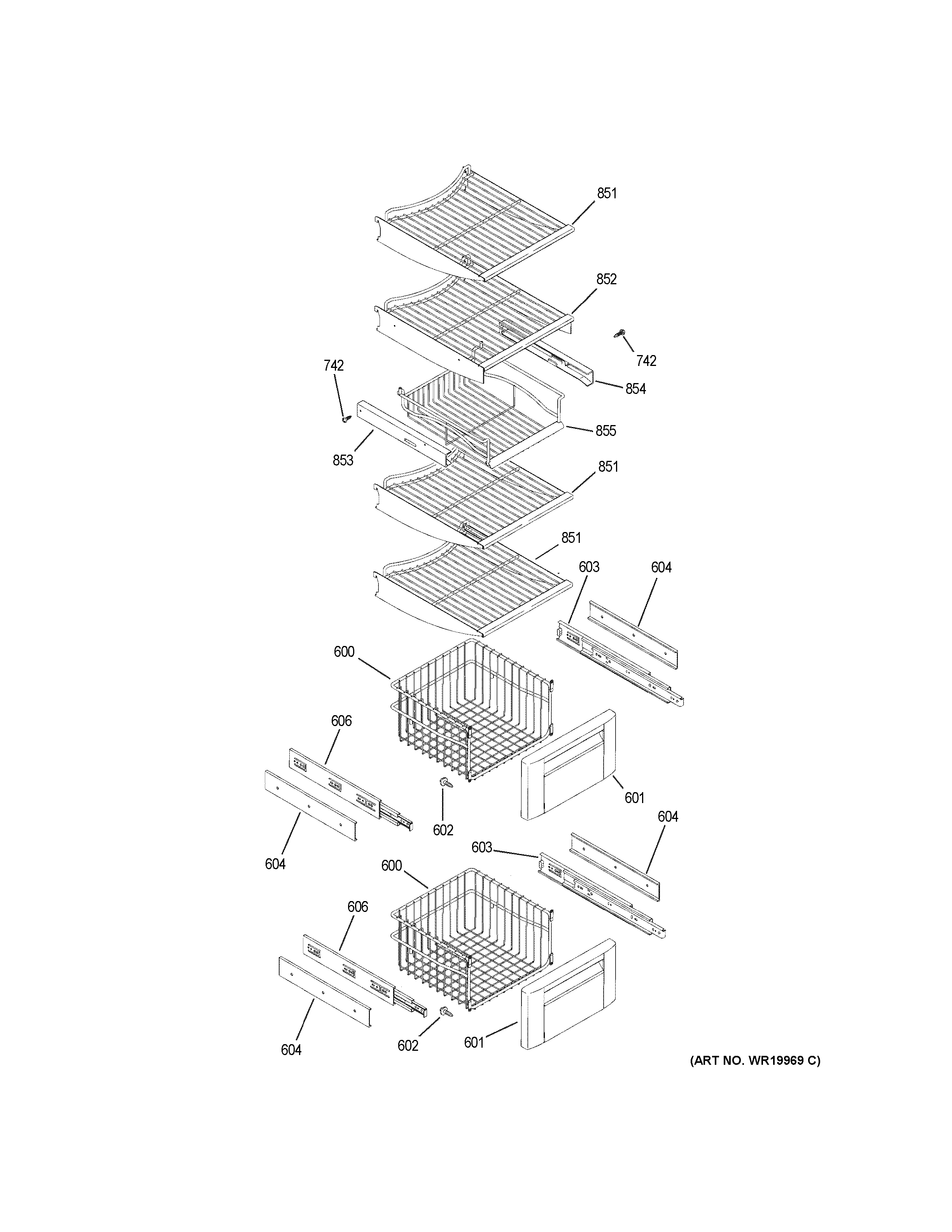 GE ZISB420DRK freezer shelves diagram