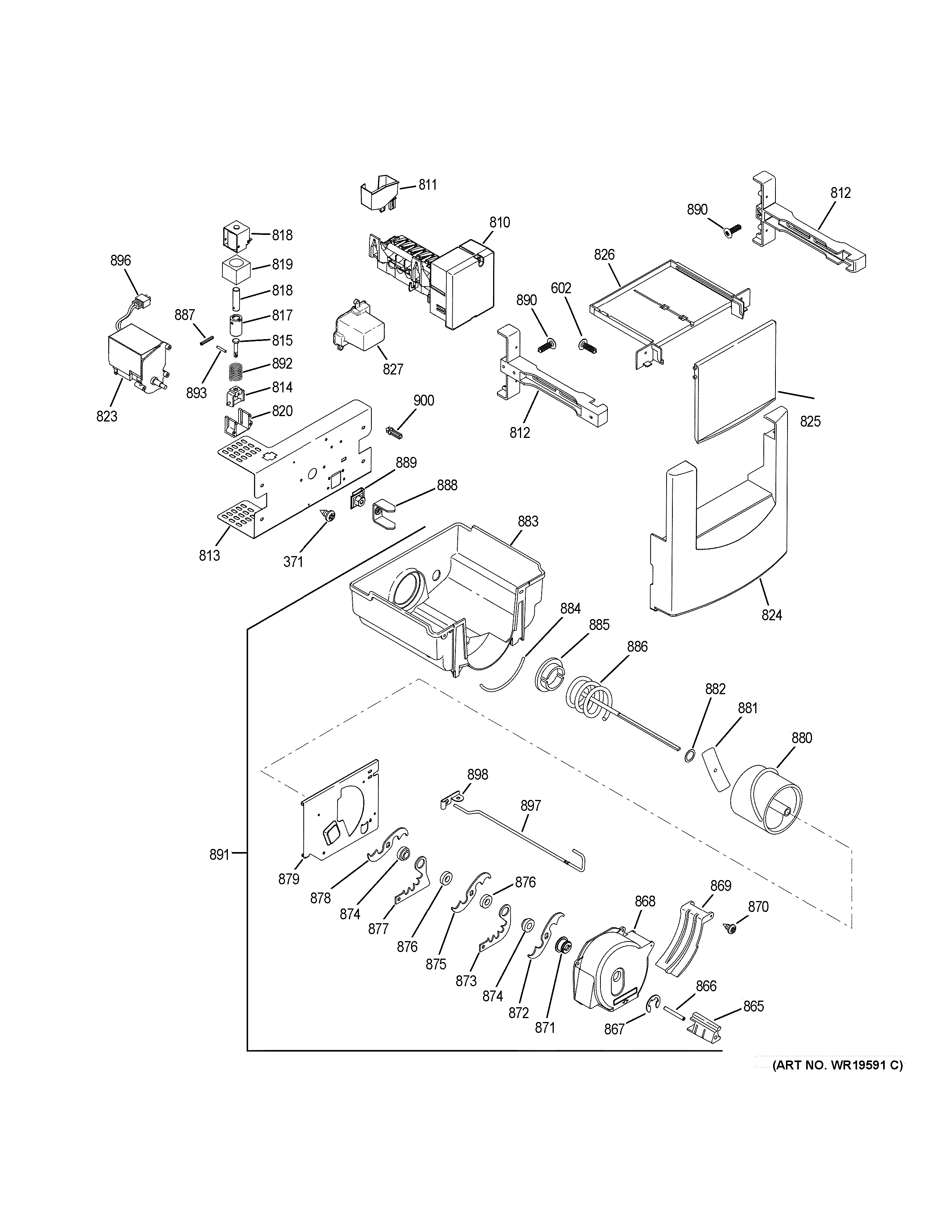 GE ZISB420DRK ice maker & dispenser diagram