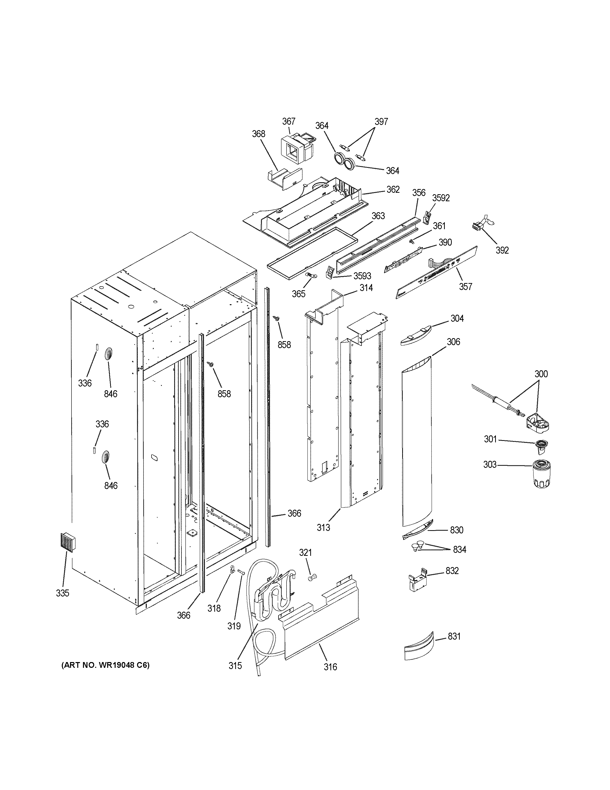 GE ZISB420DRK fresh food section diagram