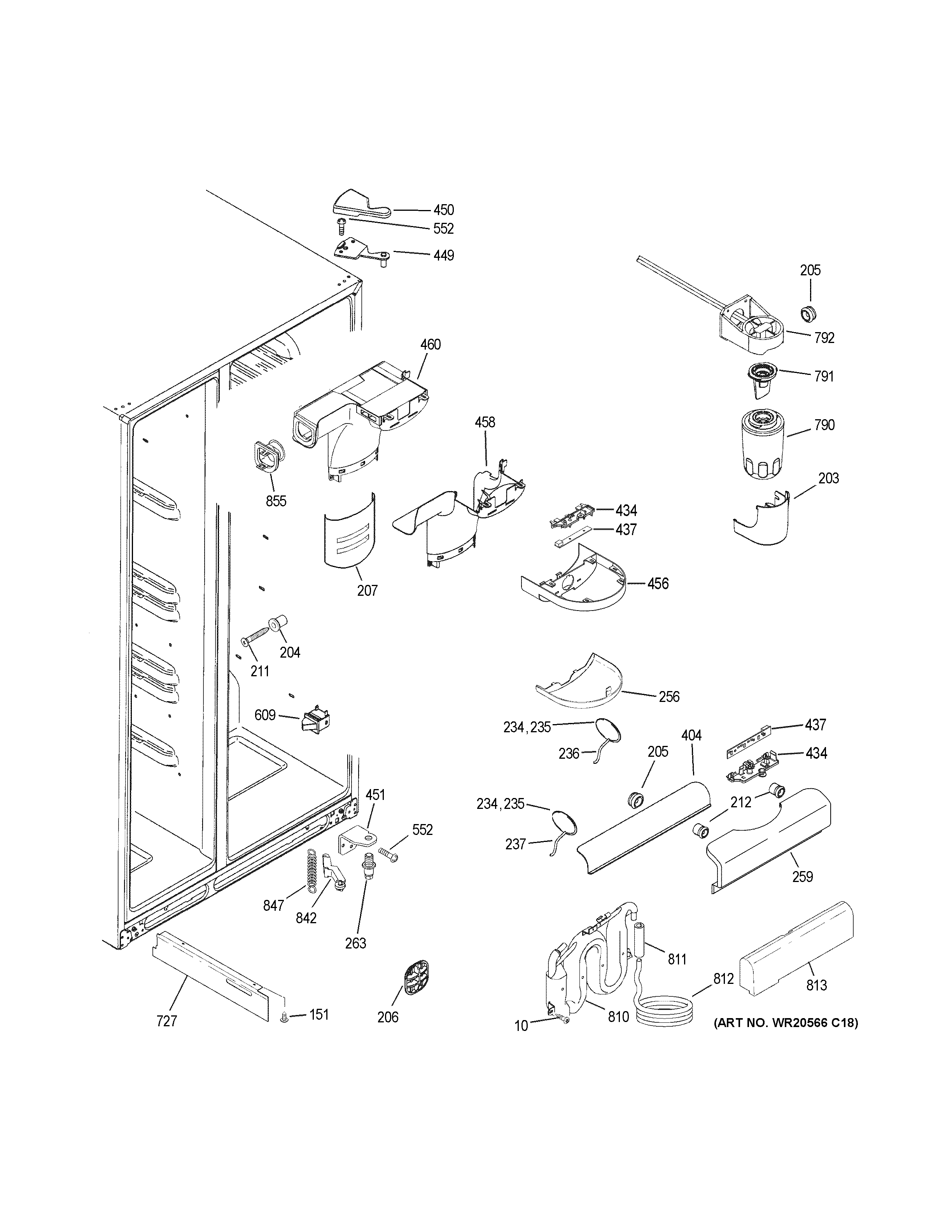 GE GSS23GMKJCES fresh food section diagram