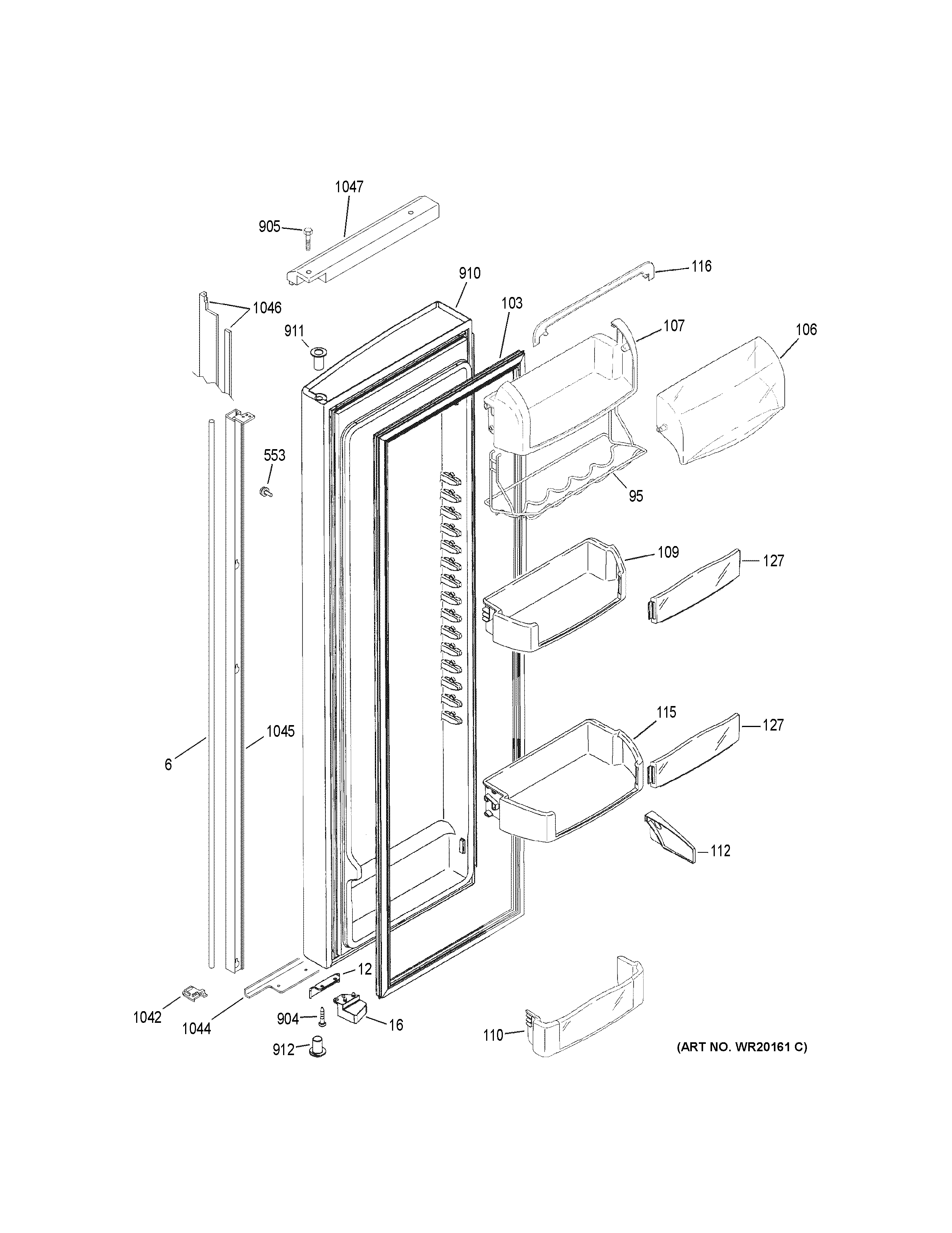 GE PSIC3RGXGFBV fresh food door diagram