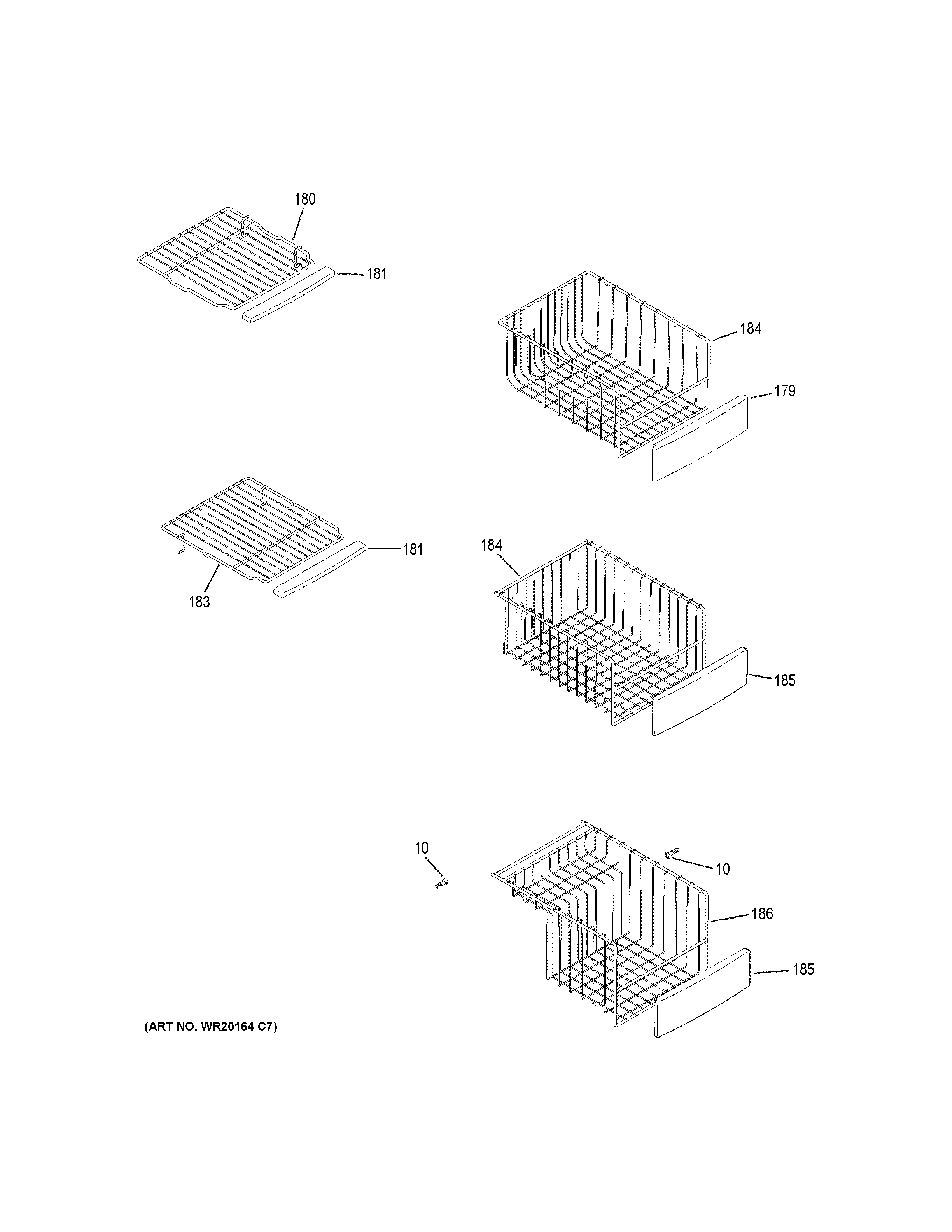 GE PSIC3RGXGFBV freezer shelves diagram