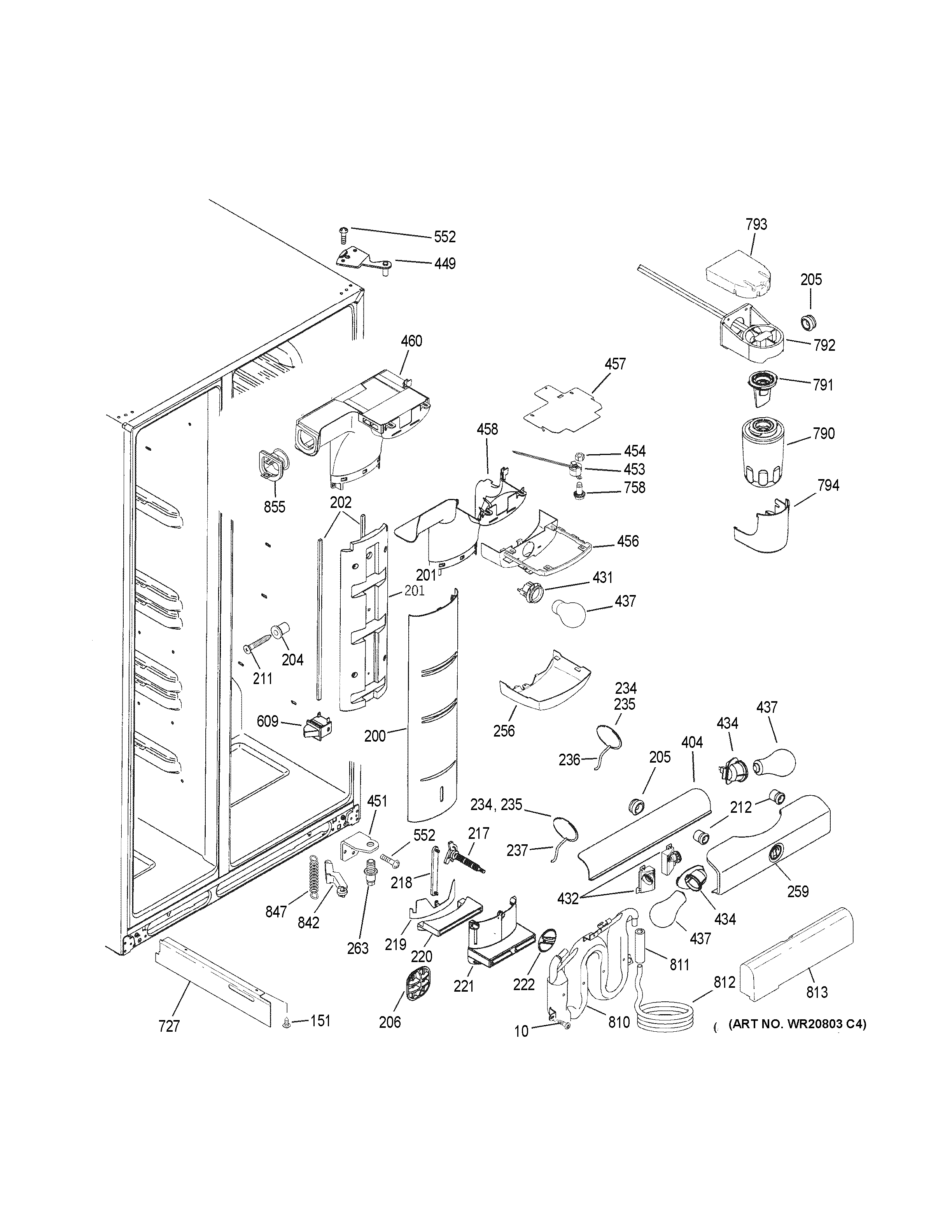 GE PSIC3RGXGFBV fresh food section diagram