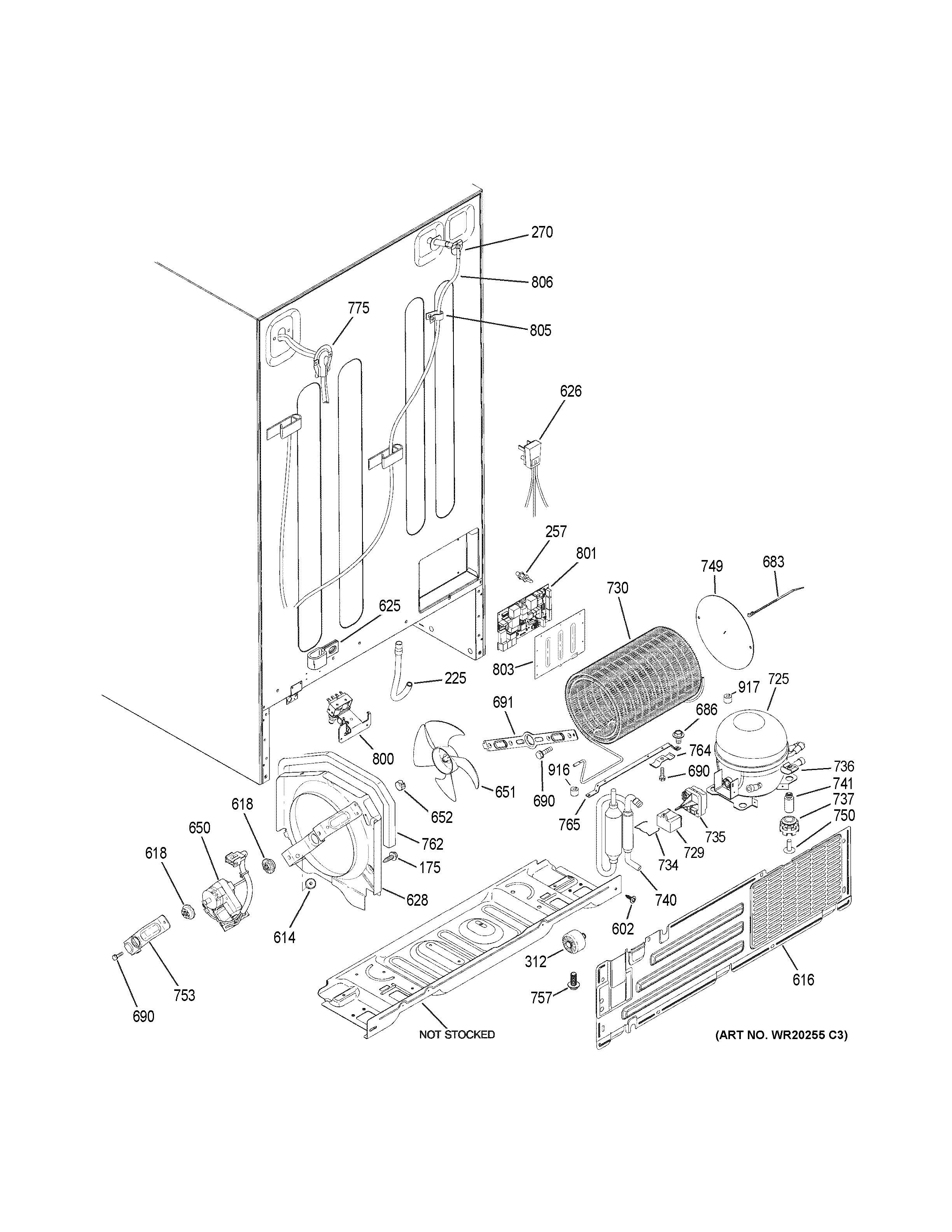 GE PSIC3RGXGFBV machine compartment diagram