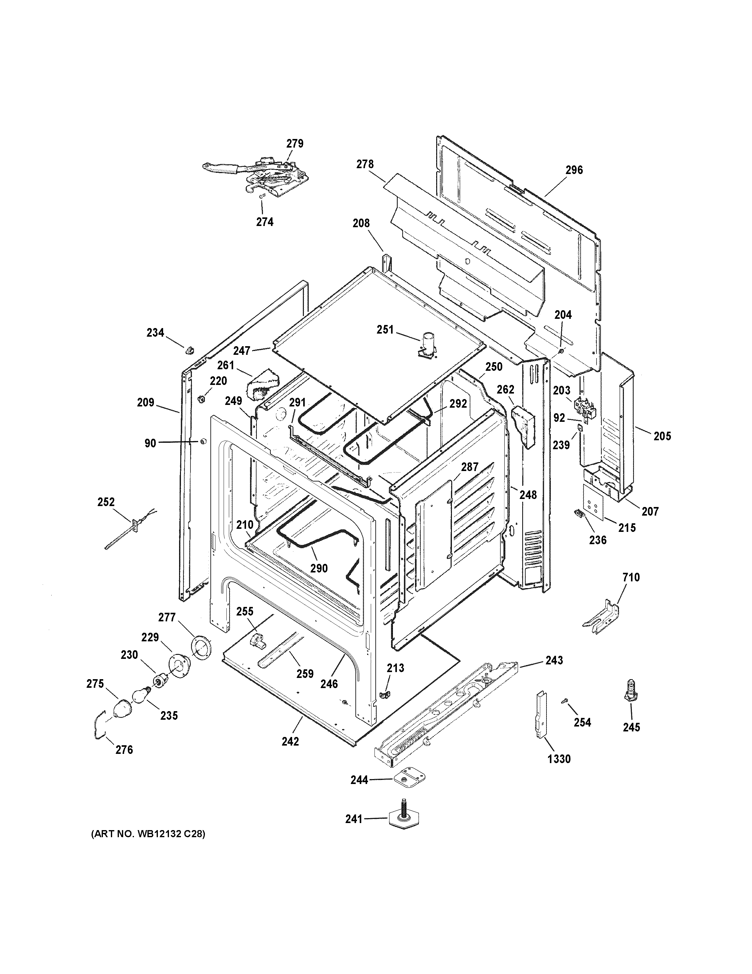 GE JB255GJ4SA body parts diagram