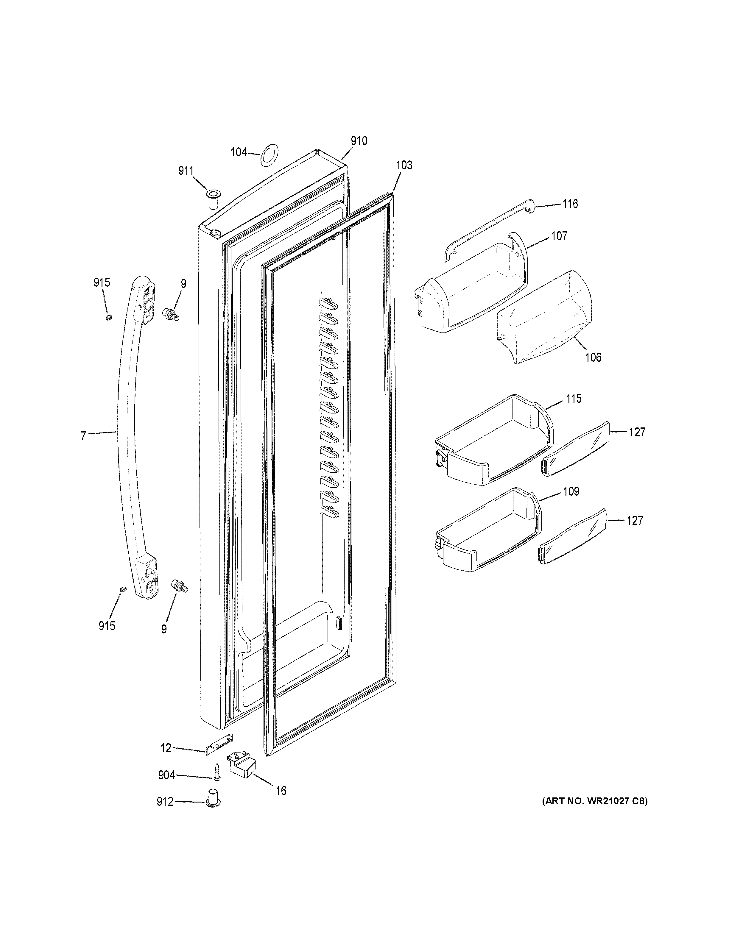 GE GSS23HGHECBB fresh food door diagram