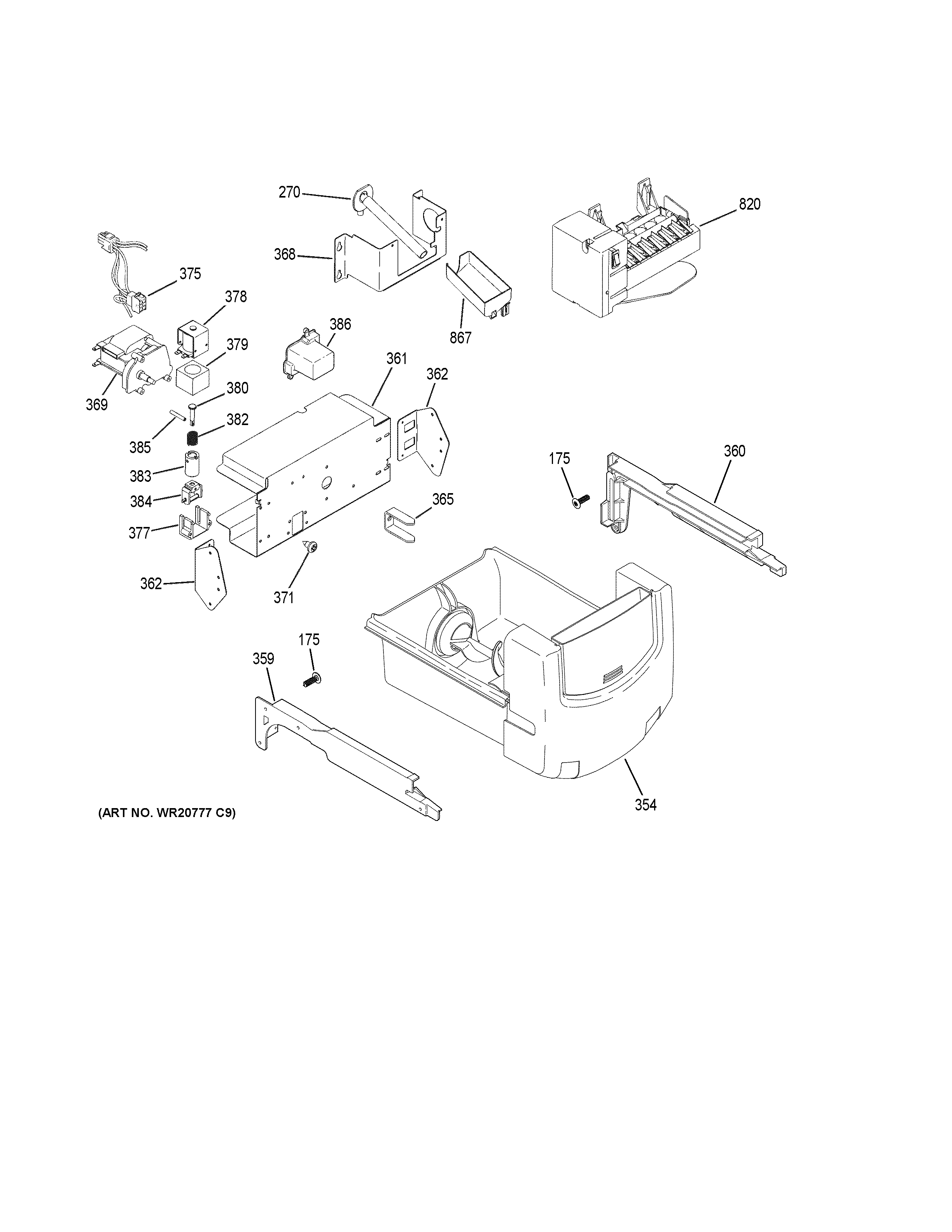 GE GSS23HGHECBB ice maker & dispenser diagram