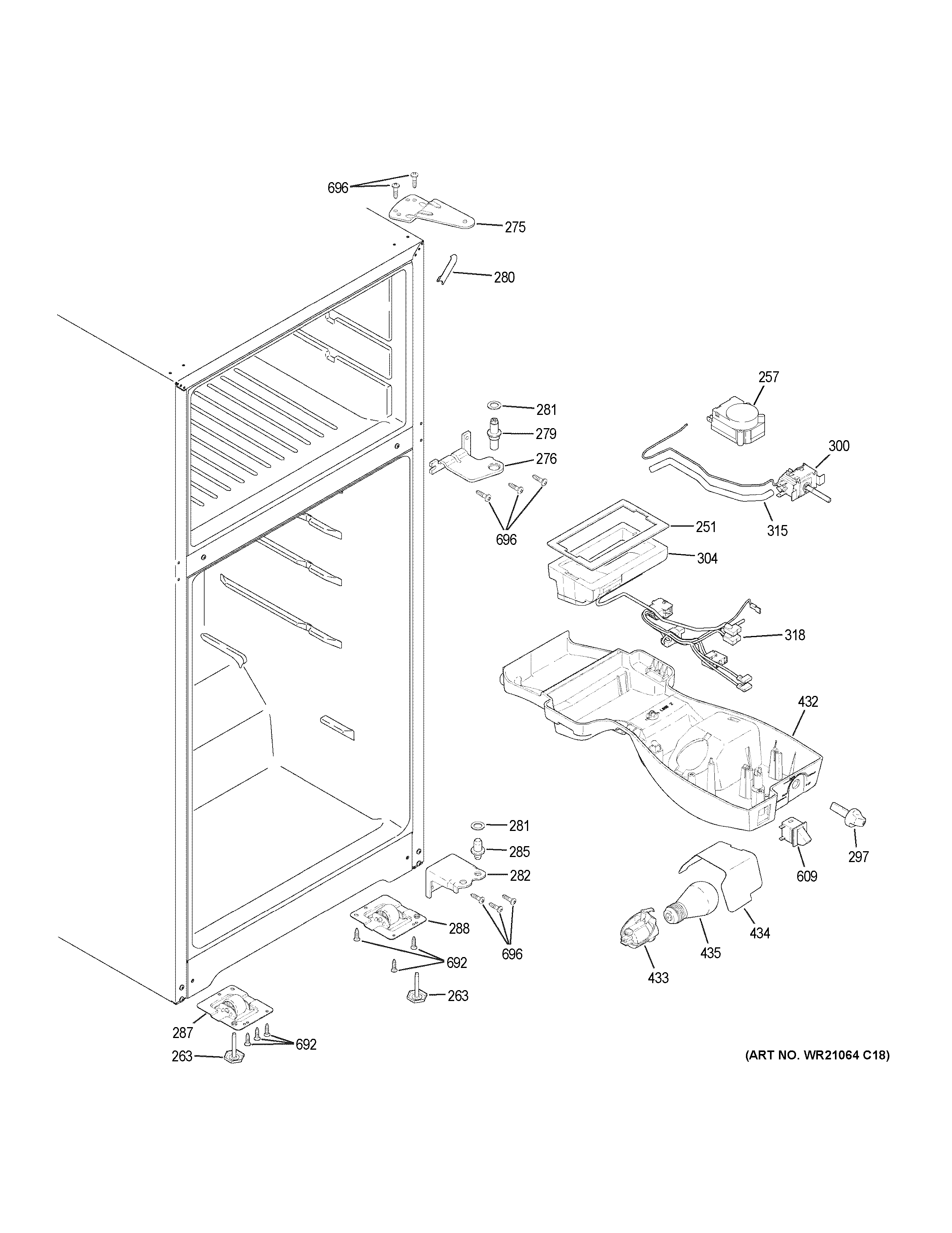 GE GTS16GTHLRWW fresh food section diagram