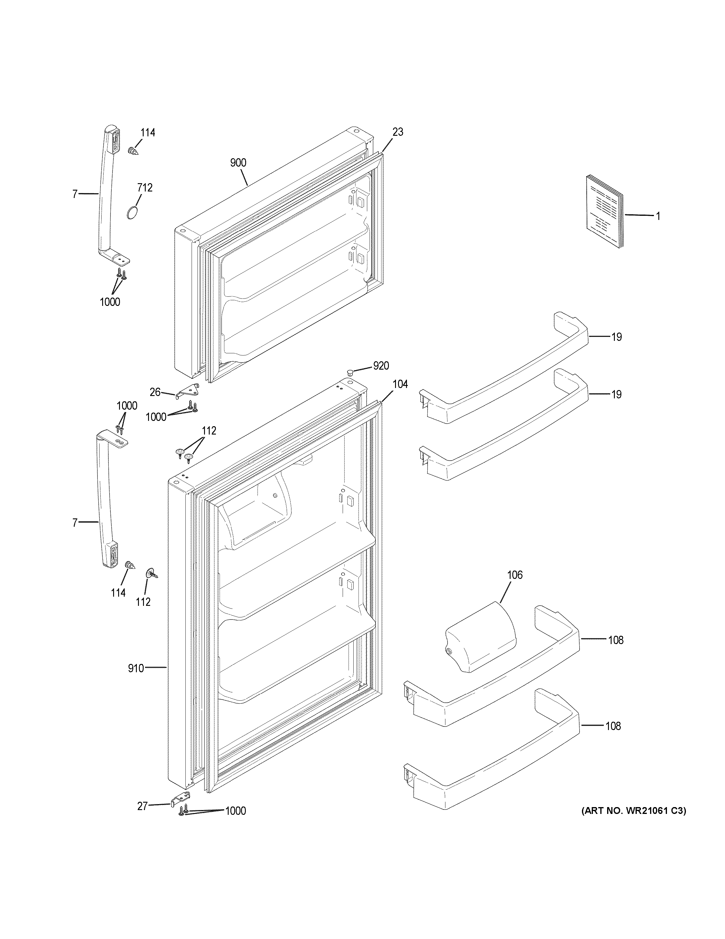 GE GTE16DTHLRBB doors diagram